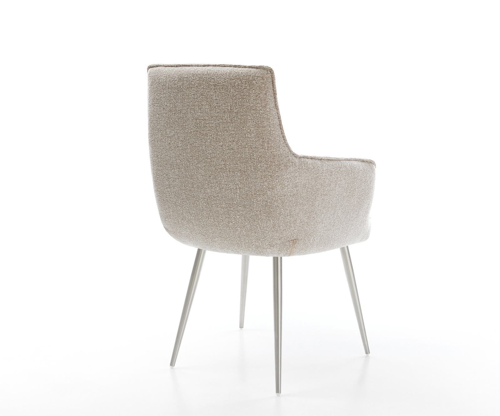 Jedálenská stolička Heira-Flex s opierkami tkanina mäkký béžová 4-nohá zúžená nerezová oceľ vrecková pružina - Image 5