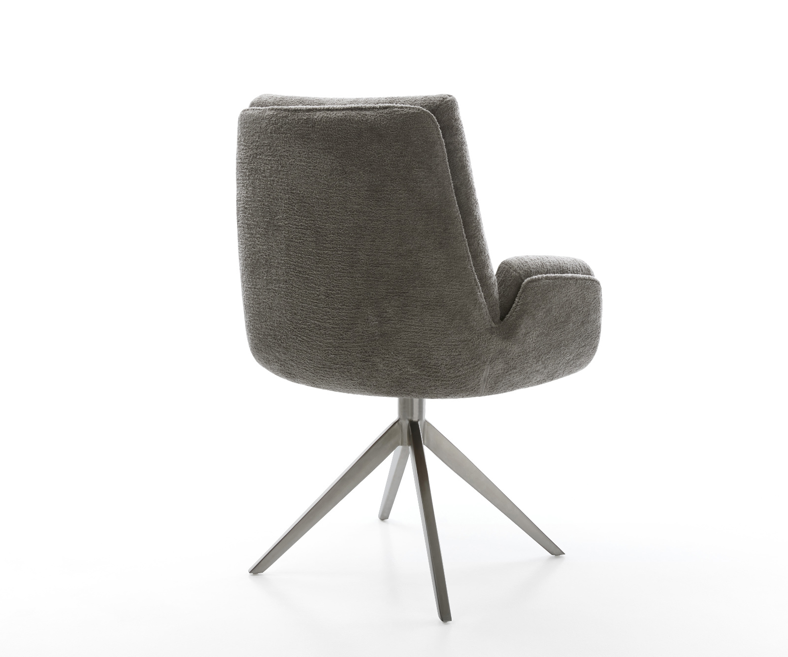 Jedálenská stolička Clea-Flex bouclé mäkký tmavobéžová krížová podstava široká grafitová 360° otočná hojdacia funkcia - Image 5