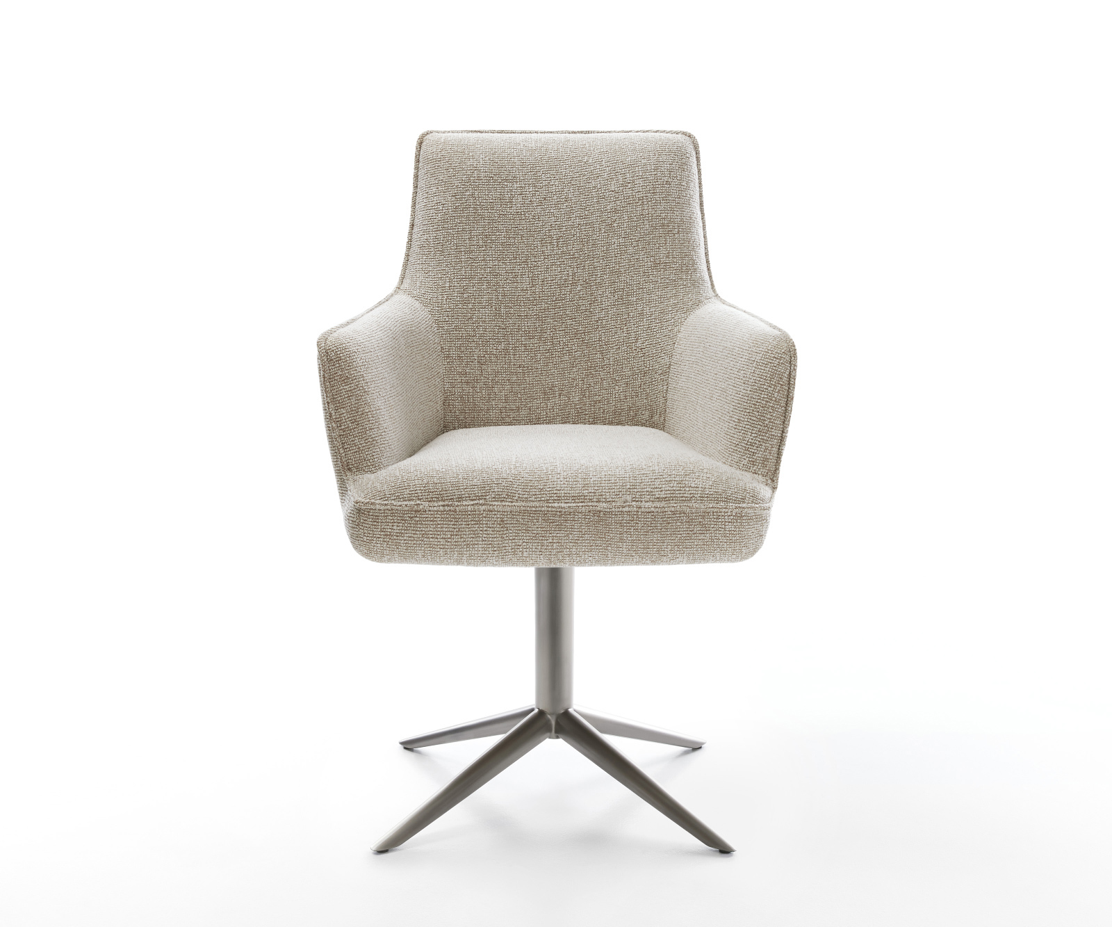 Jedálenská stolička Heira-Flex s opierkami tkanina mäkká béžová podstava v tvare kríža grafitová 360° otočná hojdacia funkcia vrecková pružina - Image 2