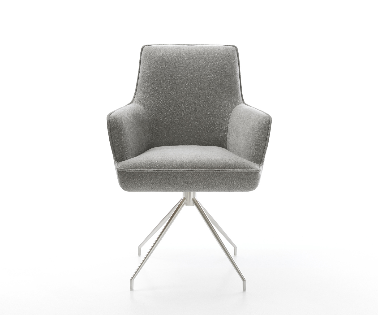 Jedálenská stolička Heira-Flex s opierkami texturovaná látka mäkký sivá krížová podstava zúžená nerezová oceľ vrecková pružina - Image 2