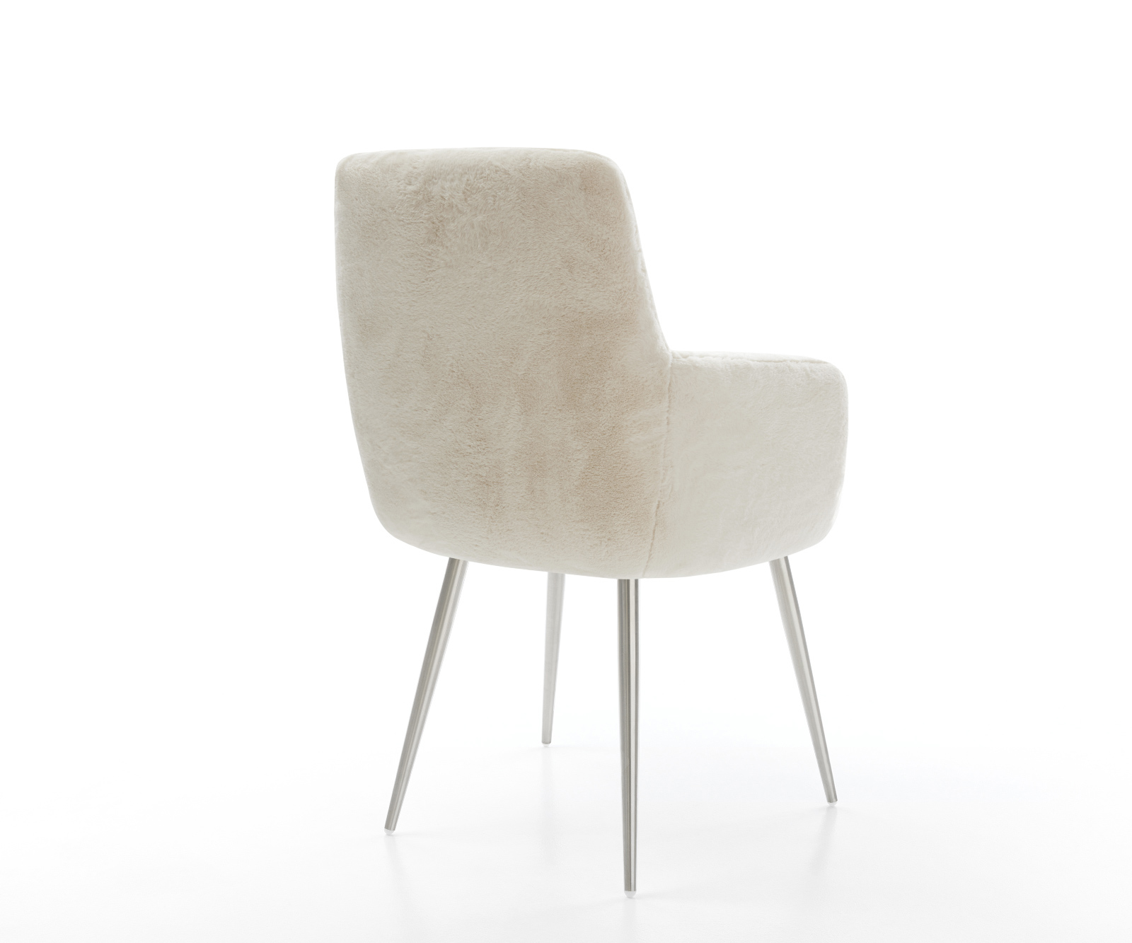 Jedálenská stolička Heira-Flex s opierkami plyšový manšester krémovo biela 4-nohá zúžená nerezová oceľ vrecková pružina - Image 5