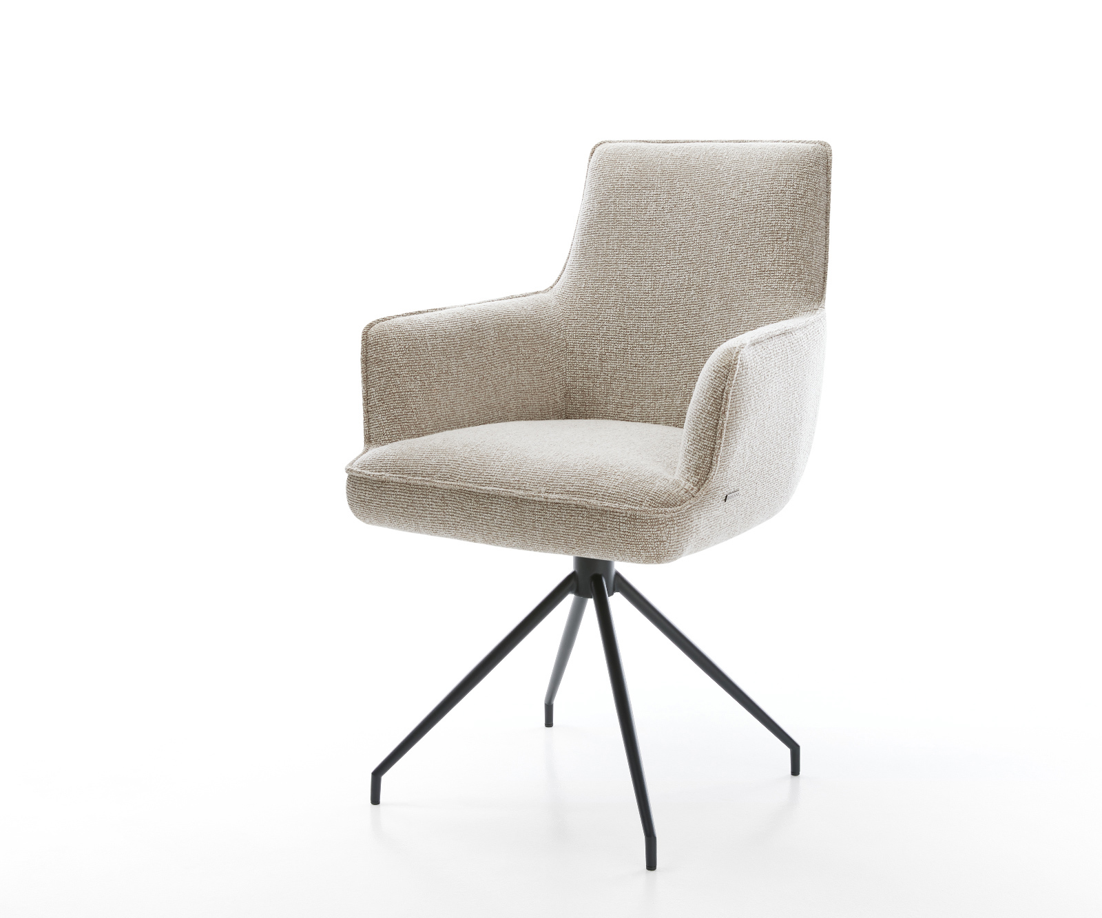 Jedálenská stolička Heira-Flex s opierkami tkanina mäkký béžová krížová podstava zúžená čierna vrecková pružina