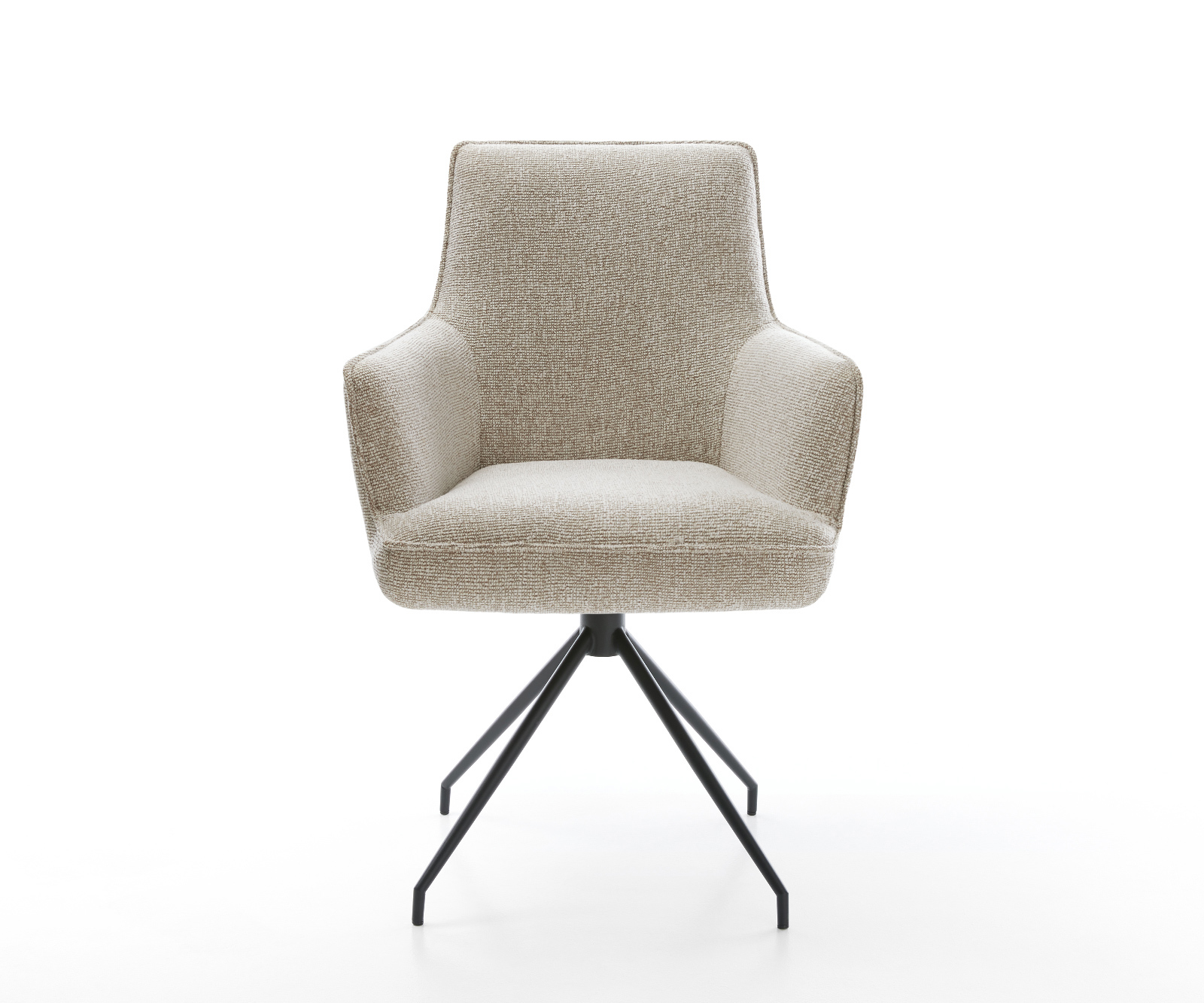 Jedálenská stolička Heira-Flex s opierkami tkanina mäkký béžová krížová podstava zúžená čierna vrecková pružina - Image 2