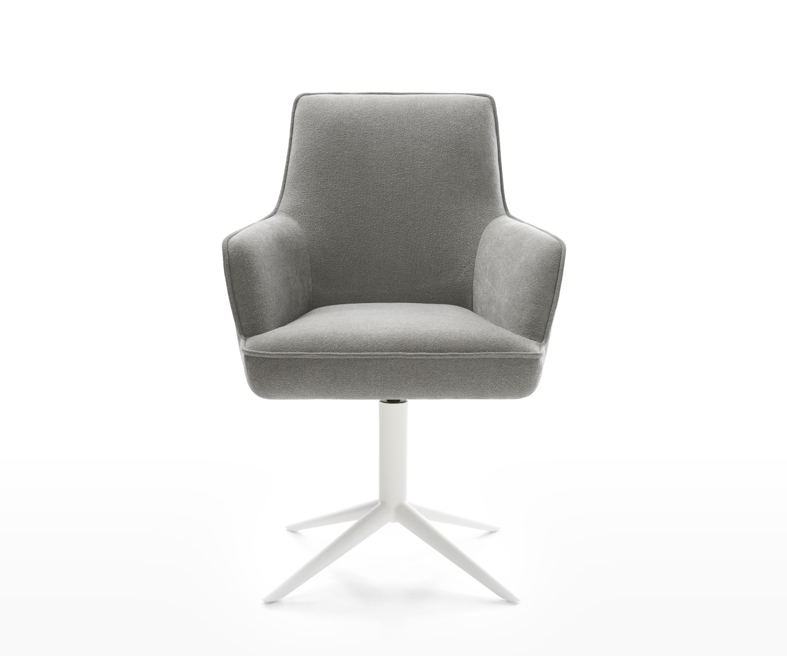 Jedálenská stolička Heira-Flex s opierkami texturovaná látka mäkký sivá krížová podstava biela 360° otočný hojdacia funkcia vrecková pružina - Image 2