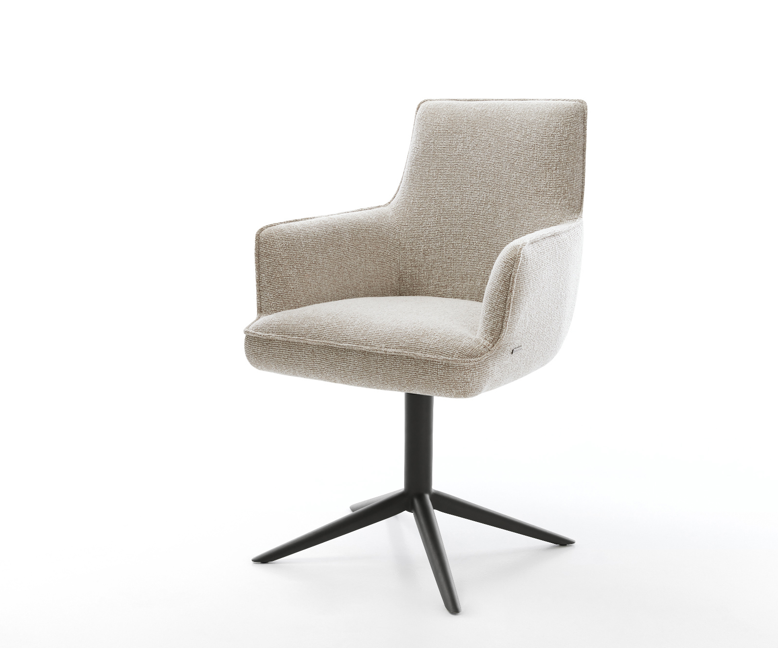 Jedálenská stolička Heira-Flex s opierkami tkanina mäkká béžová krížová podstava čierna 360° otočný hojdacia funkcia vrecková pružina