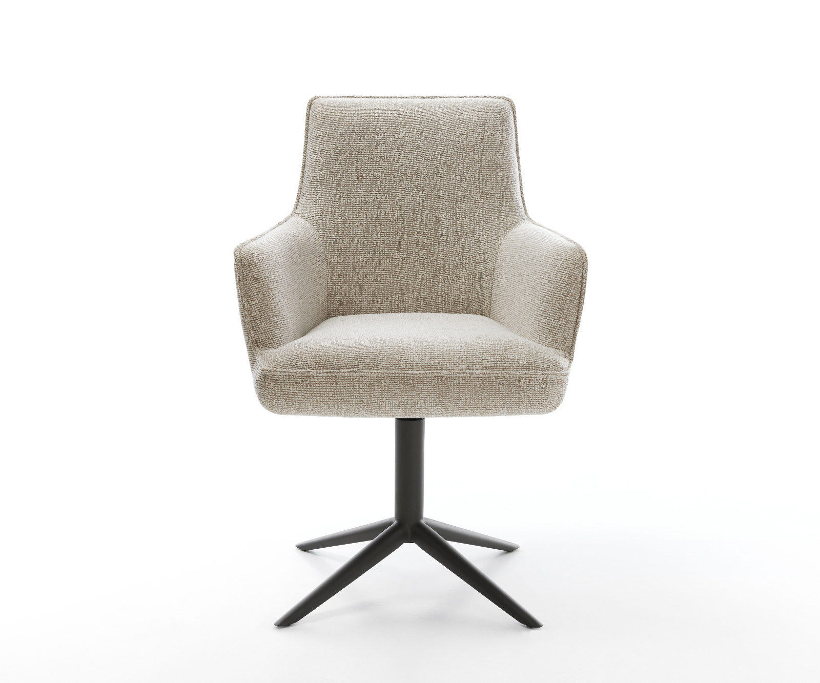 Jedálenská stolička Heira-Flex s opierkami tkanina mäkká béžová krížová podstava čierna 360° otočný hojdacia funkcia vrecková pružina - Image 2