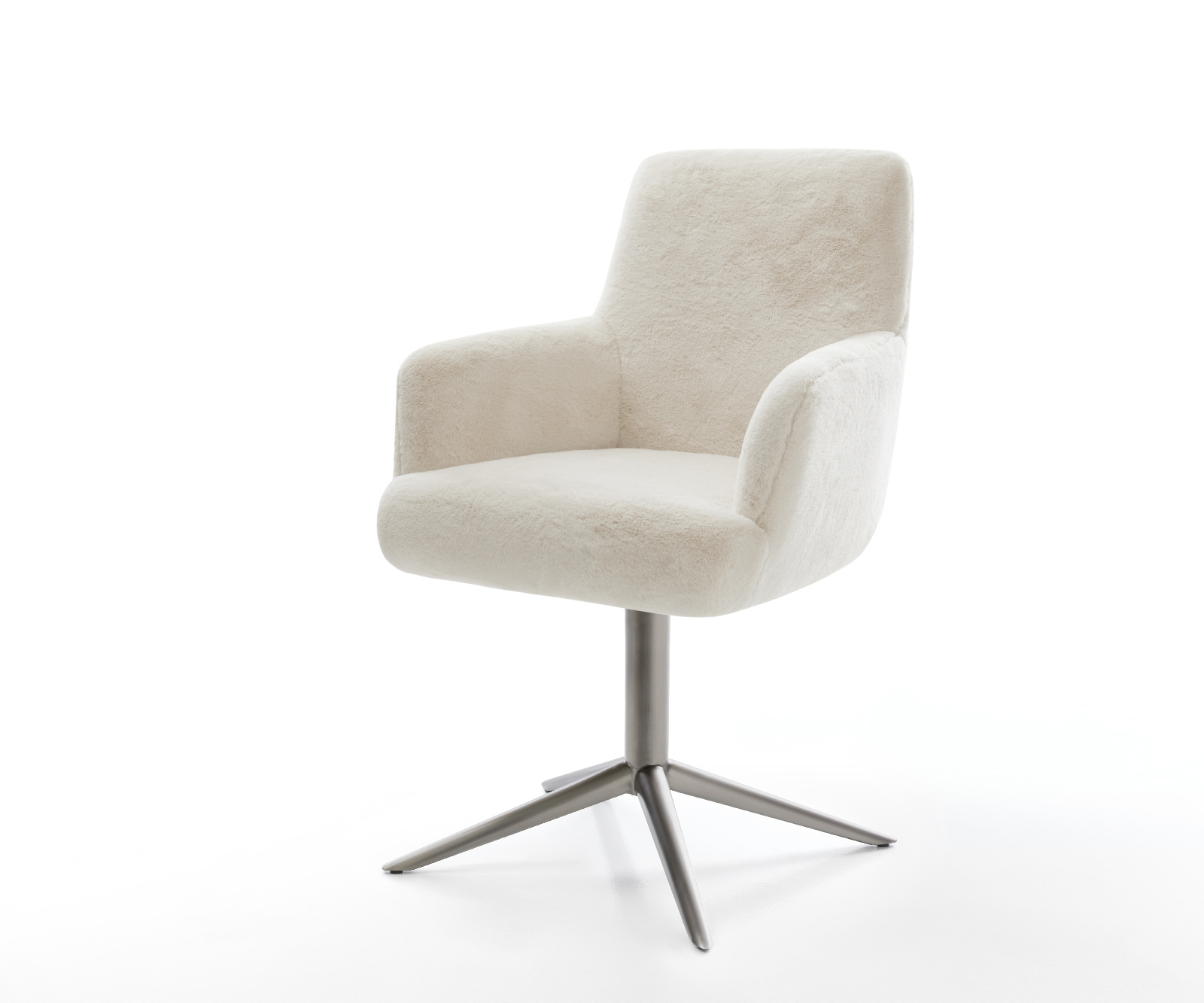 Jedálenská stolička Heira-Flex s opierkami plyšový manšester krémovo biela krížová podstava grafitová 360° otočný hojdacia funkcia vrecková pružina