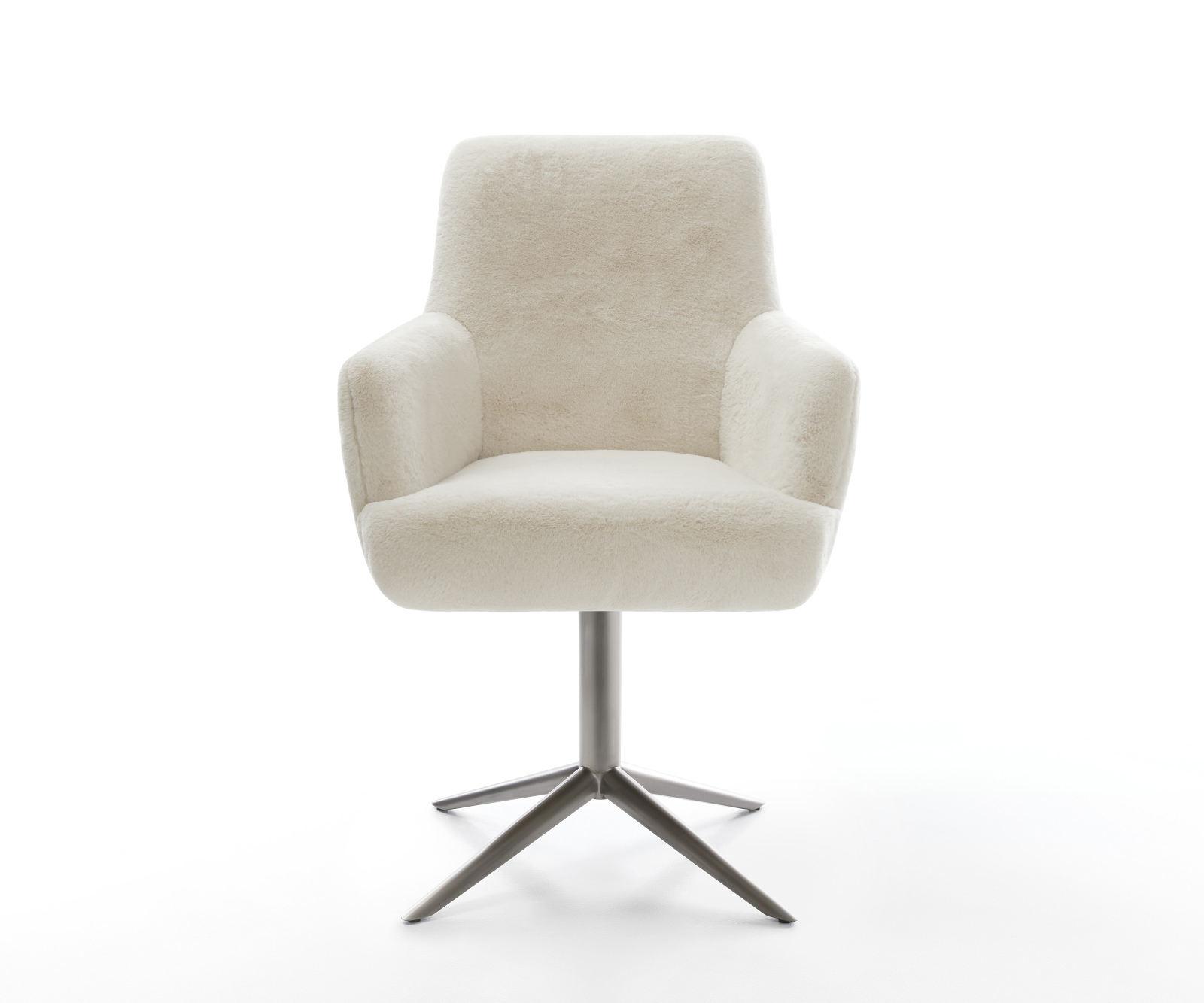 Jedálenská stolička Heira-Flex s opierkami plyšový manšester krémovo biela krížová podstava grafitová 360° otočný hojdacia funkcia vrecková pružina - Image 2