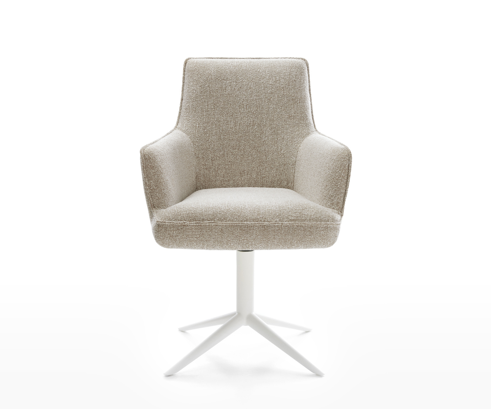 Jedálenská stolička Heira-Flex s opierkami tkanina mäkký béžová krížová podstava biela 360° otočný hojdacia funkcia vrecková pružina - Image 2