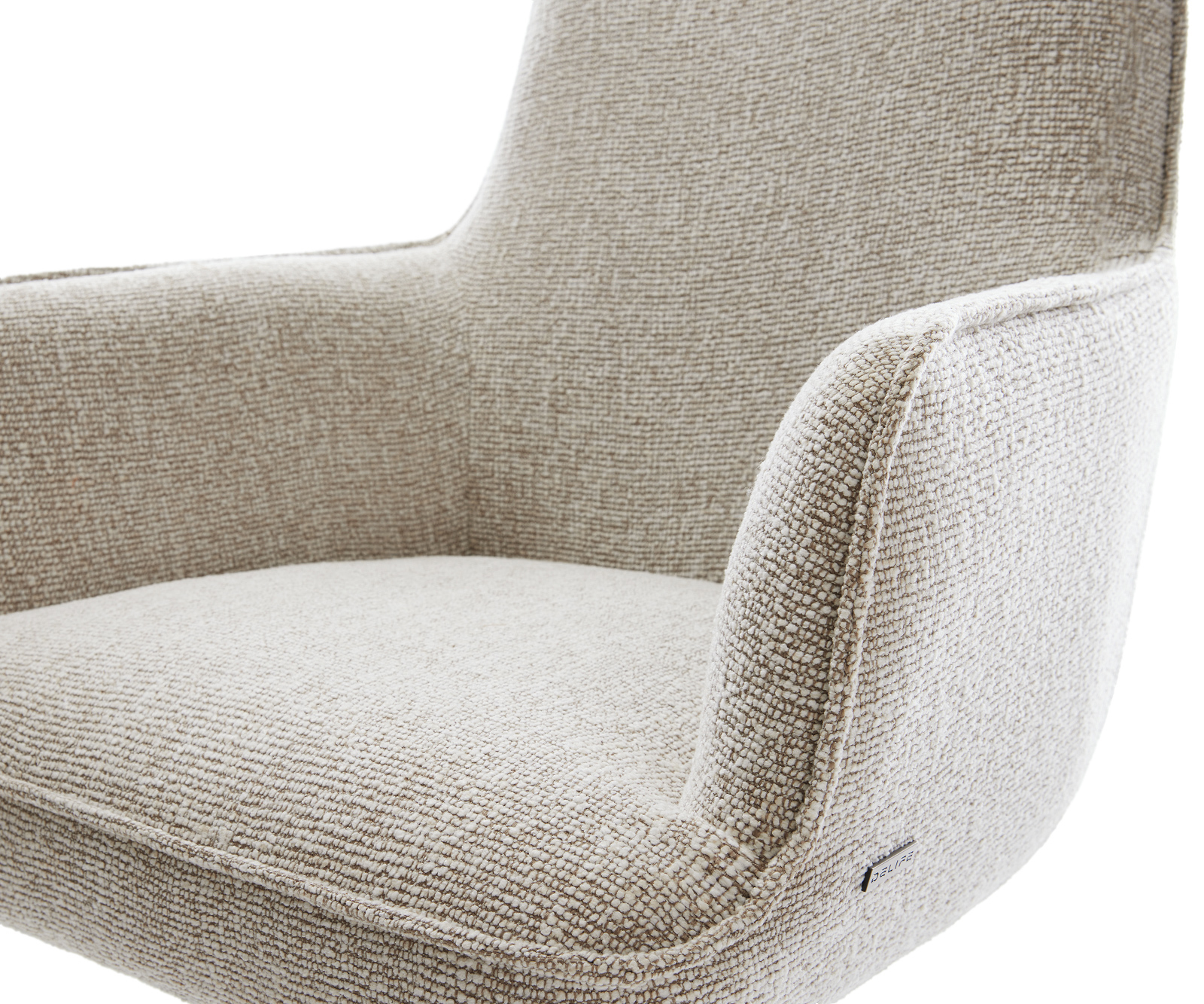 Jedálenská stolička Heira-Flex s opierkami tkanina mäkký béžová krížová podstava biela 360° otočný hojdacia funkcia vrecková pružina - Image 4