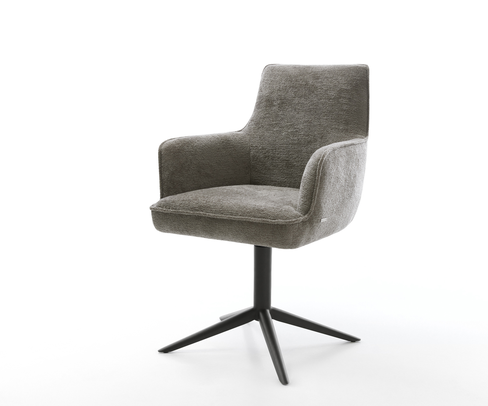 Jedálenská stolička Heira-Flex s opierkami bouclé mäkký tmavobéžová podstava čierna 360° otočný hojdacia funkcia vrecková pružina