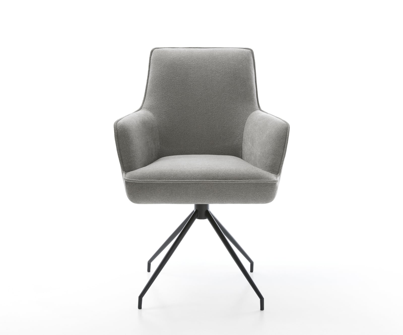 Jedálenská stolička Heira-Flex s opierkami texturovaná látka mäkký sivá krížová podstava zúžená čierna vrecková pružina - Image 2