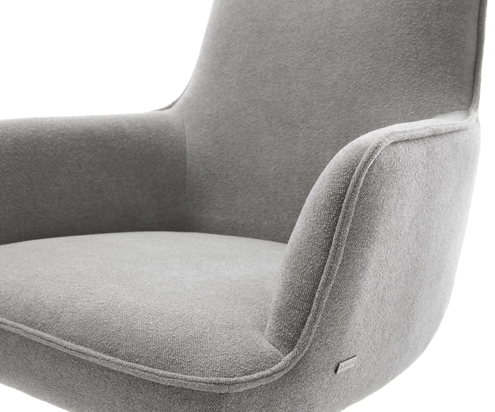 Jedálenská stolička Heira-Flex s opierkami texturovaná látka mäkký sivá krížová podstava zúžená čierna vrecková pružina - Image 4