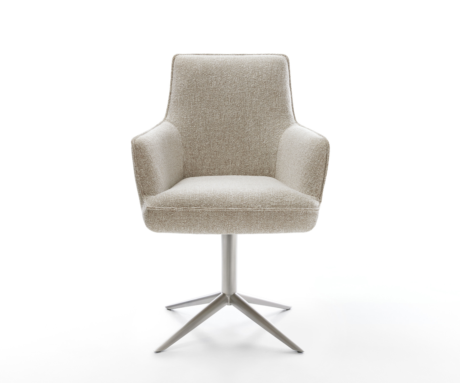 Jedálenská stolička Heira-Flex s opierkami tkanina mäkký béžová kovová podstava nerezová oceľ 360° otočný hojdacia funkcia vrecková pružina - Image 2