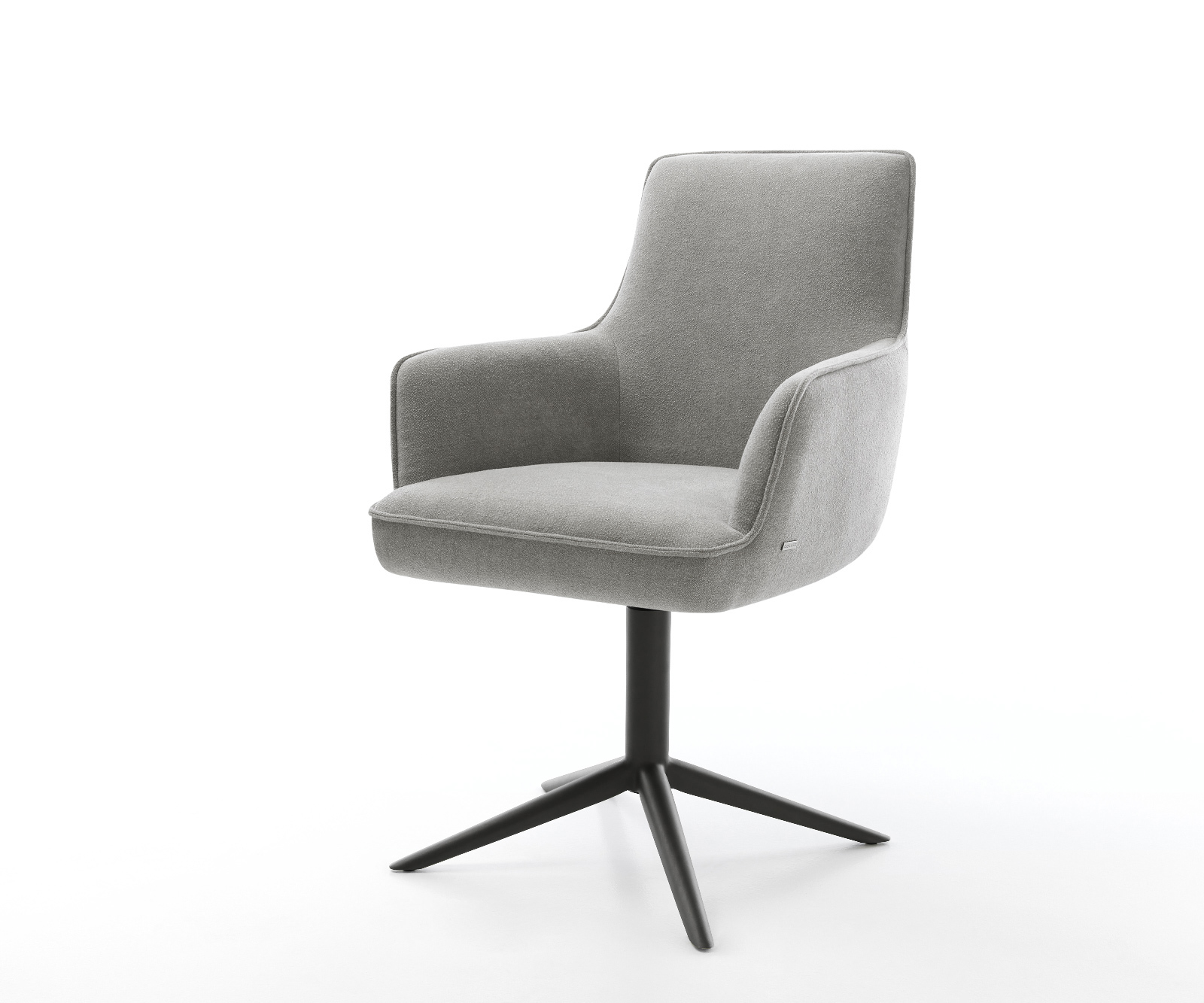 Jedálenská stolička Heira-Flex s opierkami texturovaná látka mäkký sivá krížová podstava čierna 360° otočný hojdacia funkcia vrecková pružina