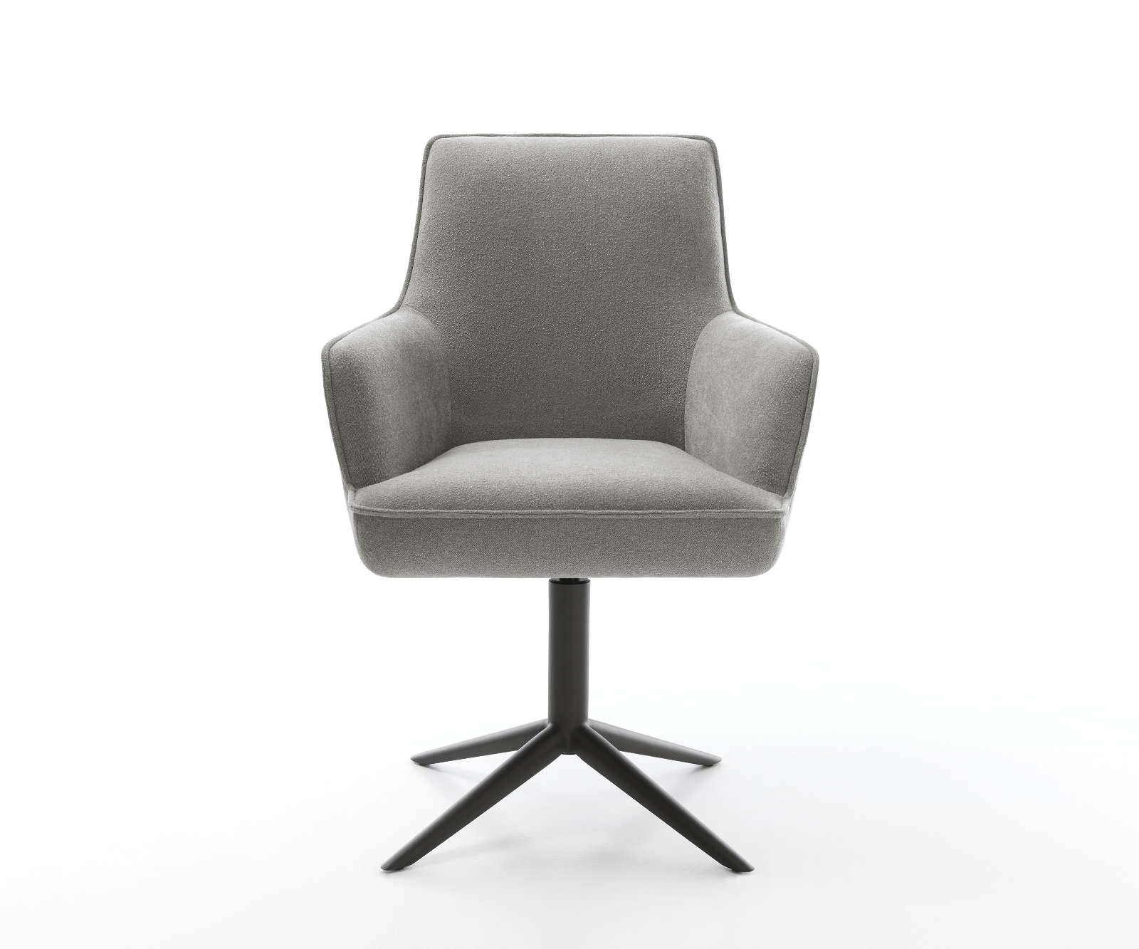 Jedálenská stolička Heira-Flex s opierkami texturovaná látka mäkký sivá krížová podstava čierna 360° otočný hojdacia funkcia vrecková pružina - Image 2