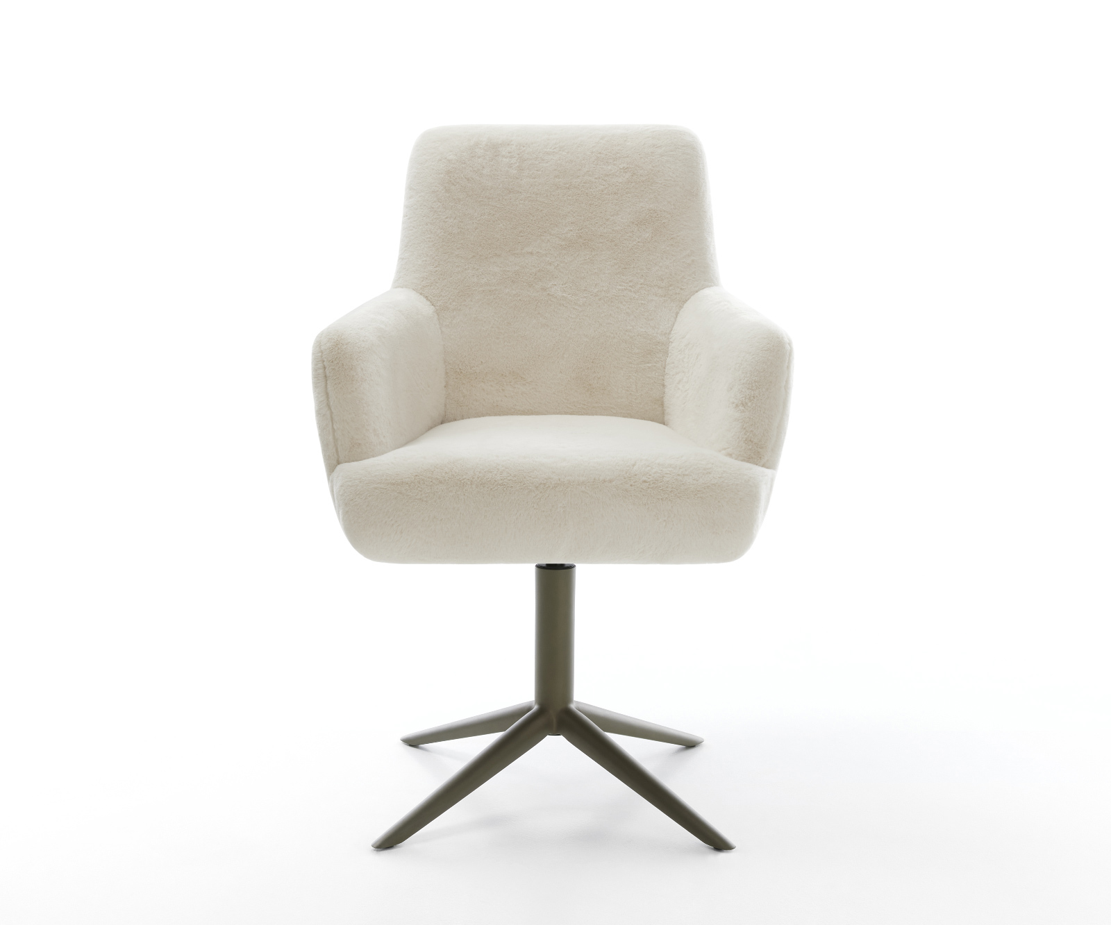 Jedálenská stolička Heira-Flex s opierkami plyšový manšester krémovo biela krížová podstava titánová farba 360° otočný kolískacia funkcia vrecková pružina - Image 2