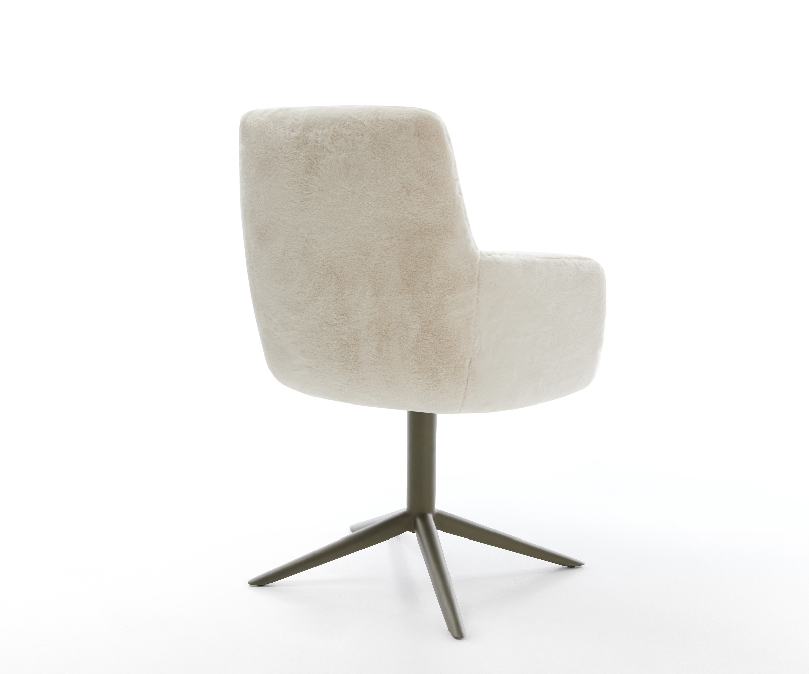 Jedálenská stolička Heira-Flex s opierkami plyšový manšester krémovo biela krížová podstava titánová farba 360° otočný kolískacia funkcia vrecková pružina - Image 5