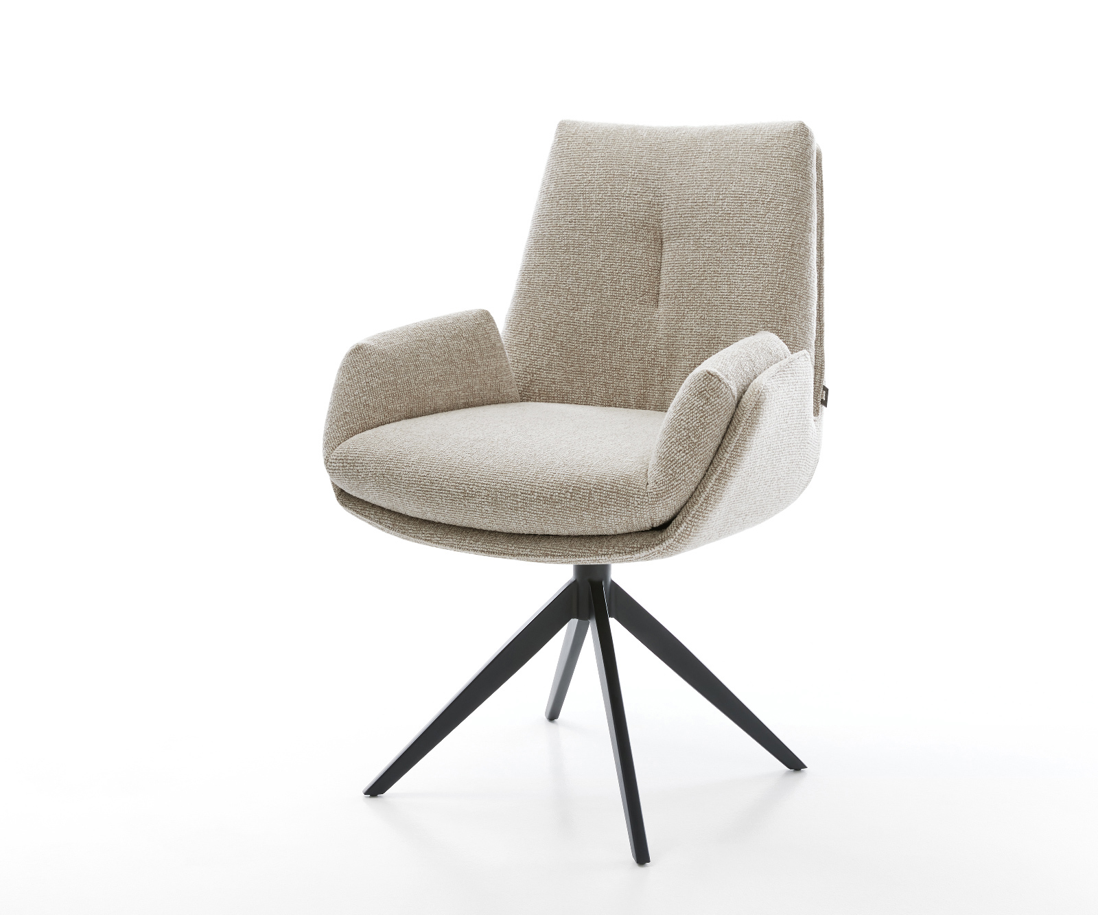 Jedálenská stolička Clea-Flex tkanina mäkká béžová krížová podstava široká čierna 360° otočný hojdacia funkcia