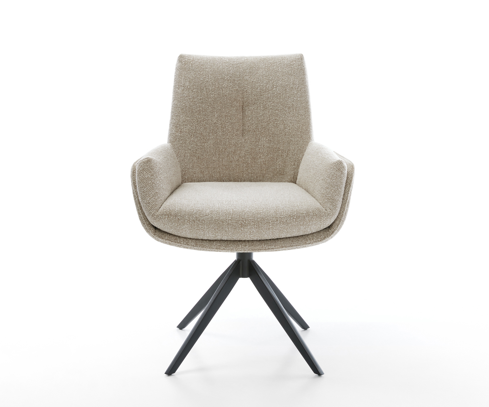 Jedálenská stolička Clea-Flex tkanina mäkká béžová krížová podstava široká čierna 360° otočný hojdacia funkcia - Image 2