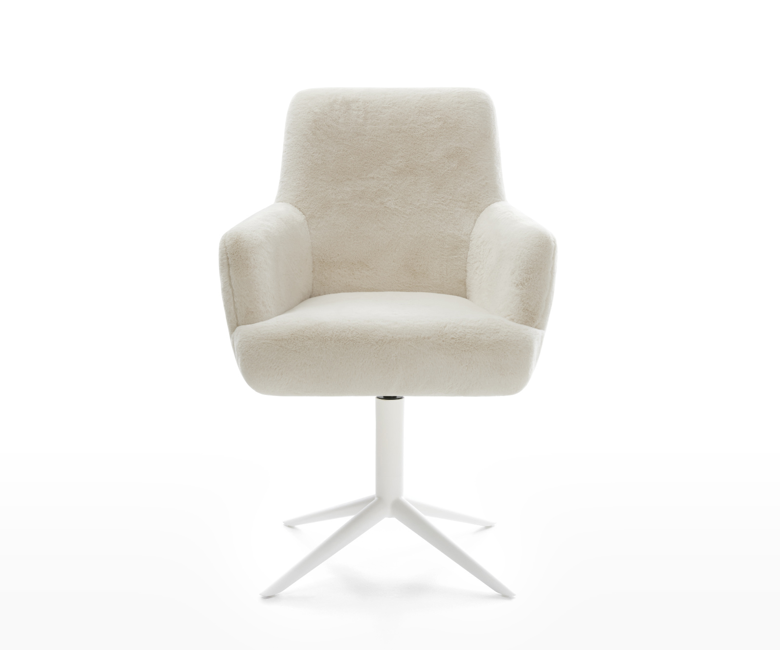 Jedálenská stolička Heira-Flex s opierkami plyšový manšester krémovo biela krížová podstava biela otočný o 360° hojdacia funkcia vrecková pružina - Image 2