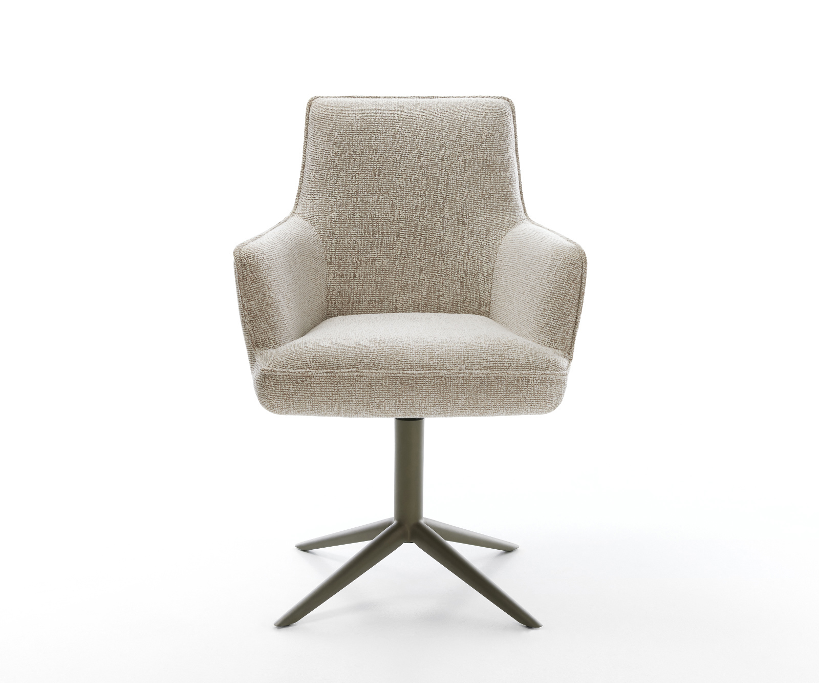 Jedálenská stolička Heira-Flex s opierkami tkanina mäkký béžová krížová podstava titánová farba 360° otočný hojdacia funkcia vrecková pružina - Image 2