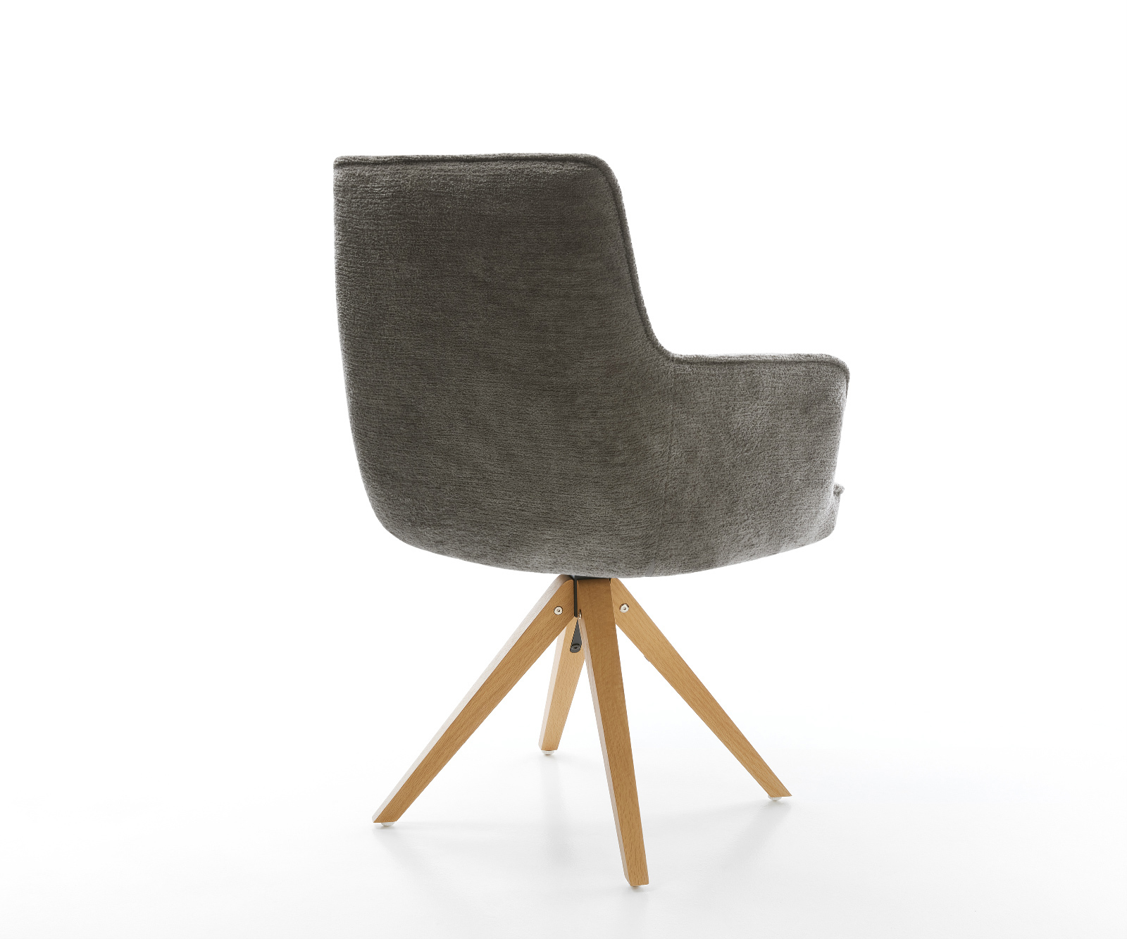 Jedálenská stolička Heira-Flex s opierkami bouclé mäkký tmavobéžová drevená podstava hranatá prírodná 180° otočný vrecková pružina - Image 5