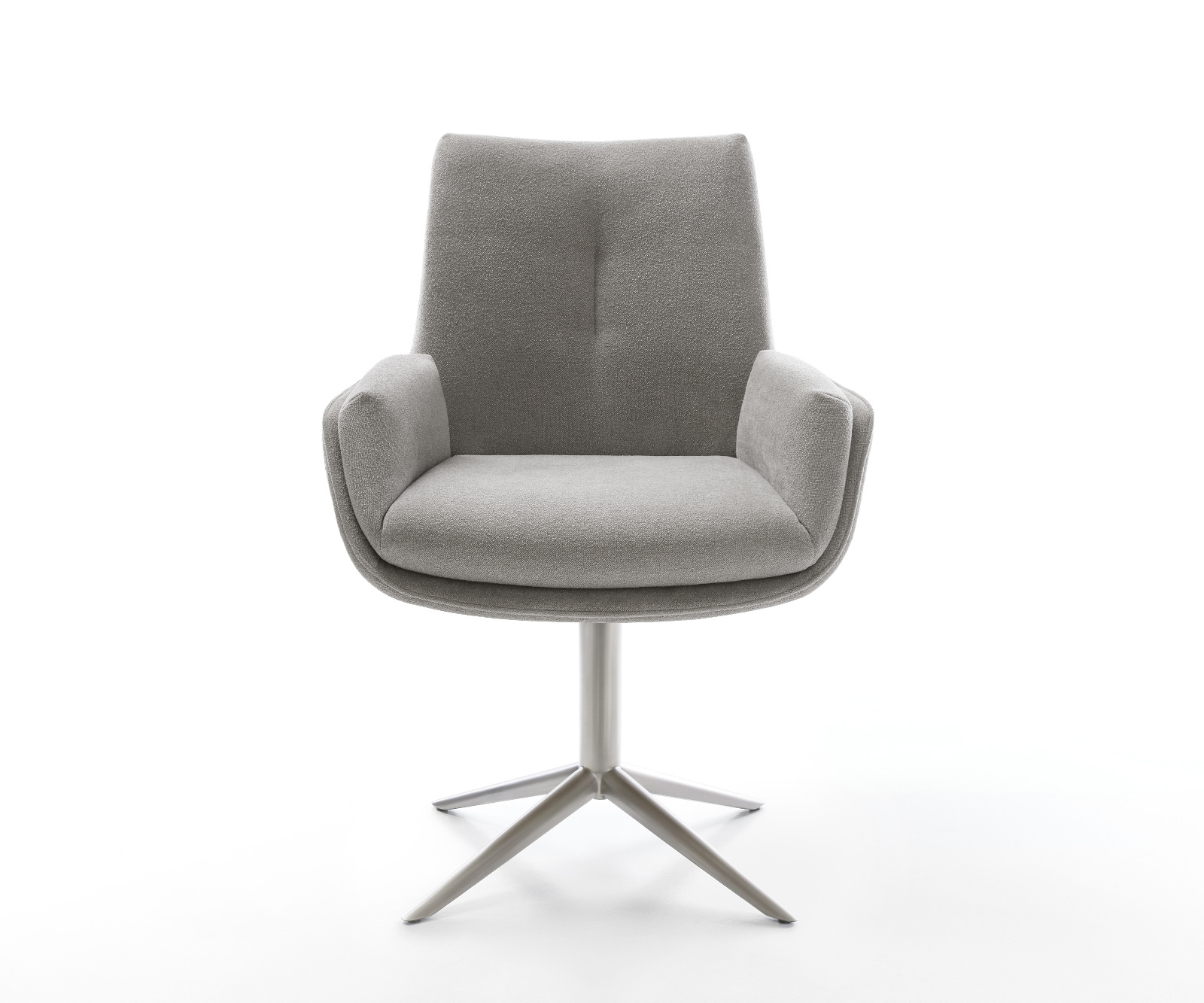 Jedálenská stolička Clea-Flex texturovaná látka mäkký sivá krížová podstava nerezová oceľ 360° otočný hojdacia funkcia - Image 2