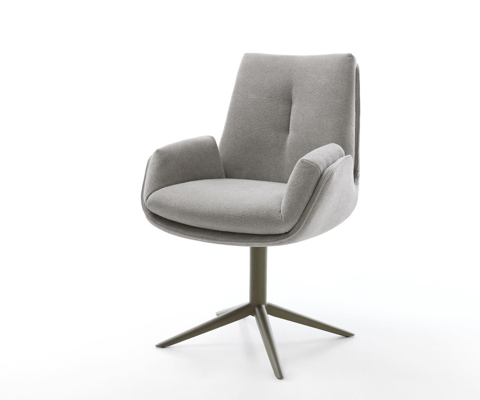 Jedálenská stolička Clea-Flex texturovaná látka mäkký sivá krížová podstava titánová farba 360° otočný kolískacia funkcia