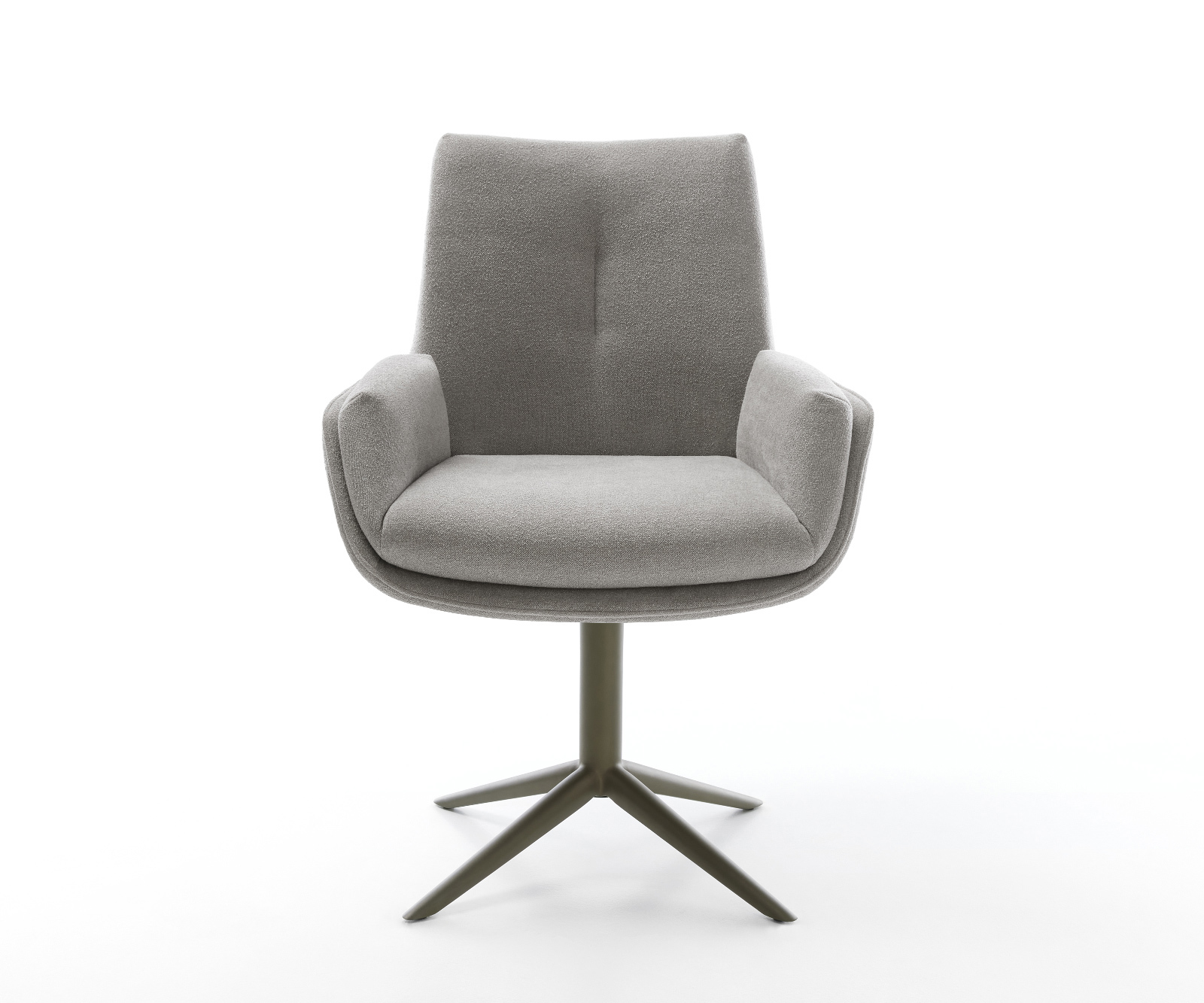 Jedálenská stolička Clea-Flex texturovaná látka mäkký sivá krížová podstava titánová farba 360° otočný kolískacia funkcia - Image 2