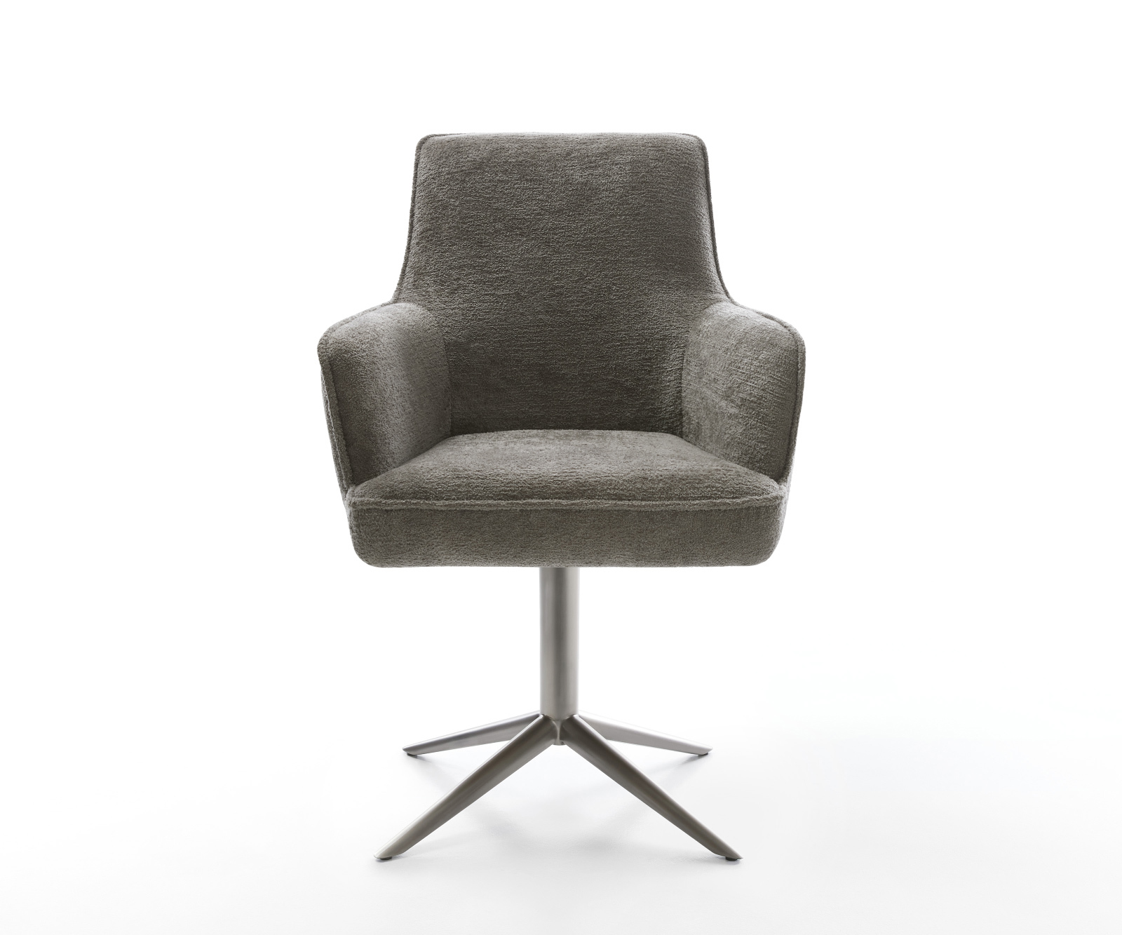 Jedálenská stolička Heira-Flex s opierkami bouclé mäkký tmavobéžová podstava grafitová 360° otočný hojdacia funkcia vrecková pružina - Image 2