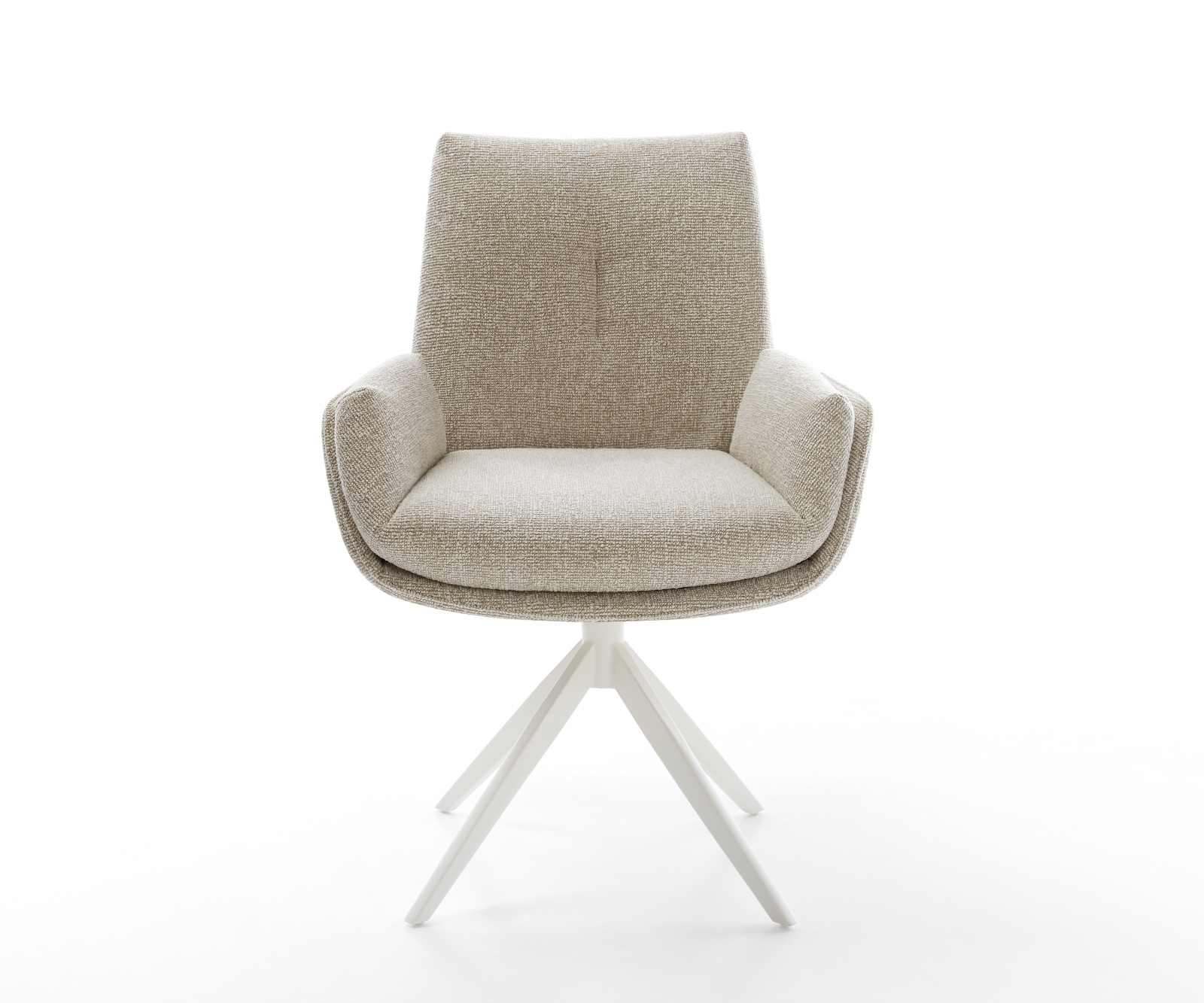 Jedálenská stolička Clea-Flex tkanina mäkká béžová krížová podstava široká biela otočný o 360° s hojdacou funkciou - Image 2