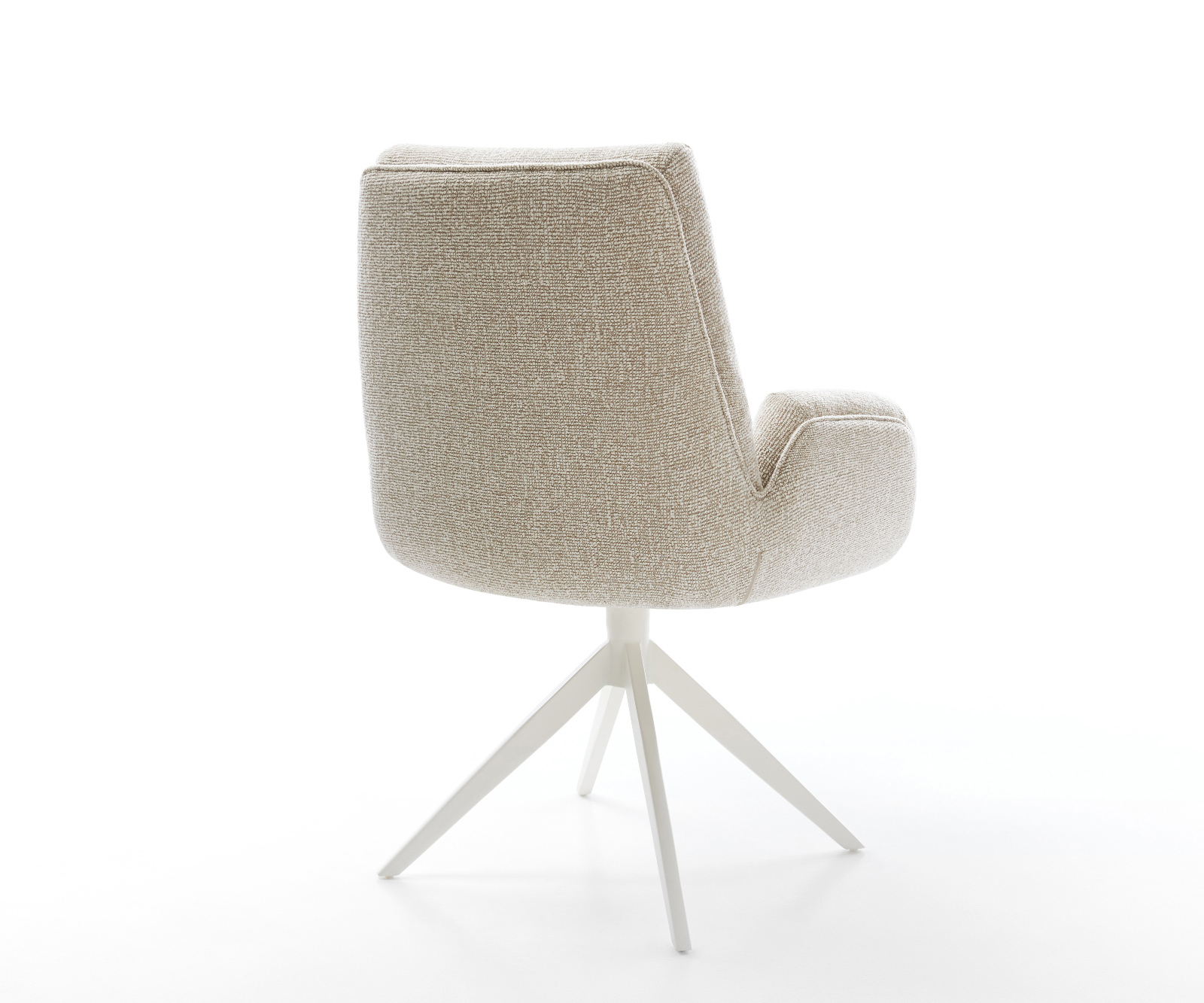 Jedálenská stolička Clea-Flex tkanina mäkká béžová krížová podstava široká biela otočný o 360° s hojdacou funkciou - Image 5