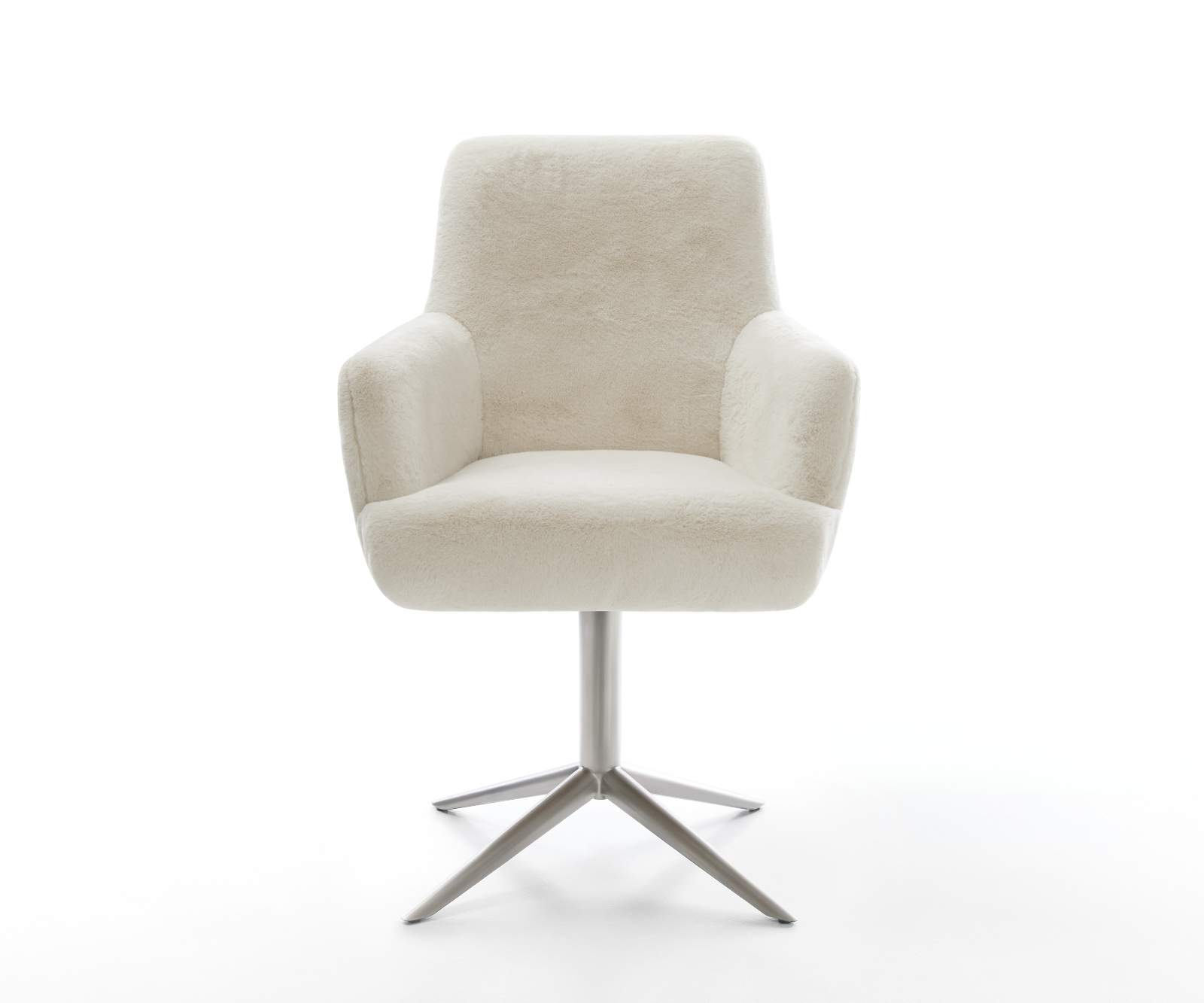 Jedálenská stolička Heira-Flex s opierkami plyšový manšester krémovo biela krížová podstava nerezová oceľ 360° otočný hojdacia funkcia vrecková pružina - Image 2