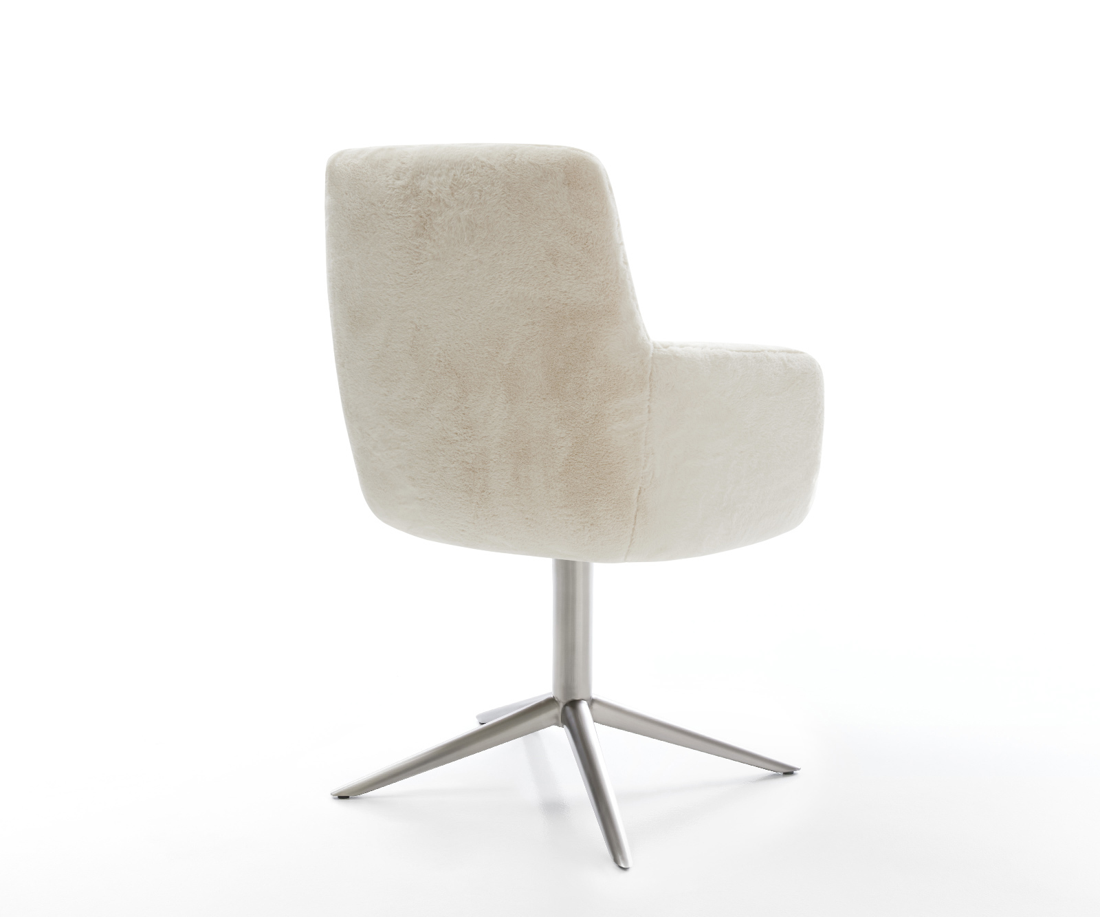 Jedálenská stolička Heira-Flex s opierkami plyšový manšester krémovo biela krížová podstava nerezová oceľ 360° otočný hojdacia funkcia vrecková pružina - Image 5