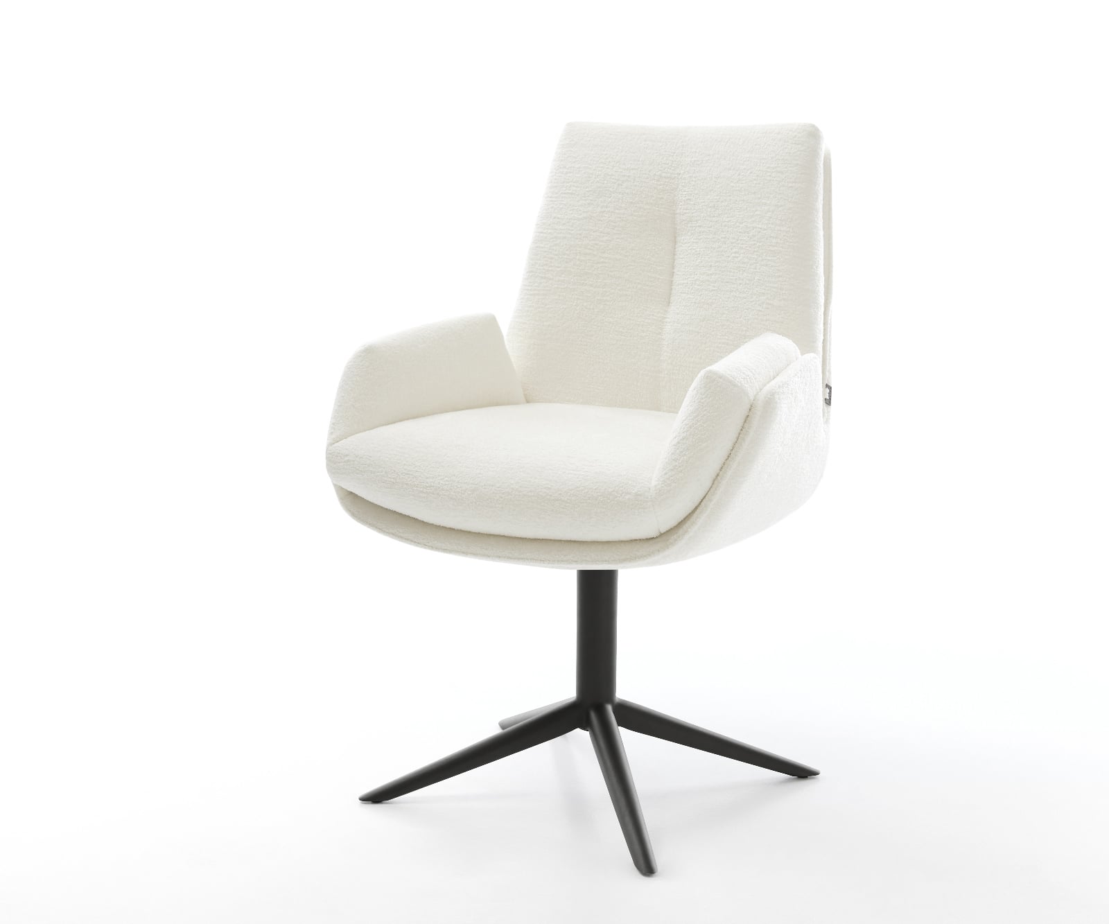 Jedálenská stolička Clea-Flex bouclé mäkký béžová podstava čierna 360° otočný hojdacia funkcia