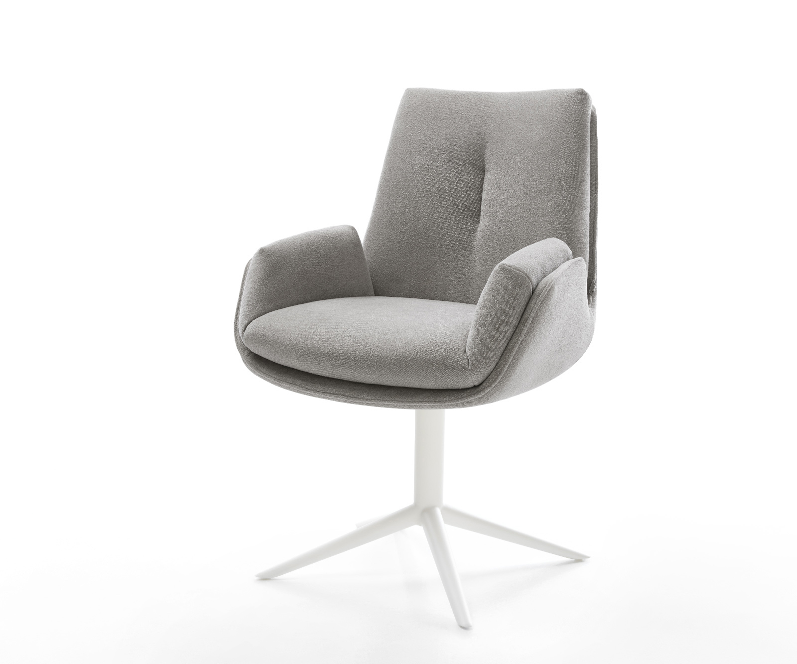 Jedálenská stolička Clea-Flex texturovaná látka mäkký sivá krížová podstava biela 360° otočný hojdacia funkcia