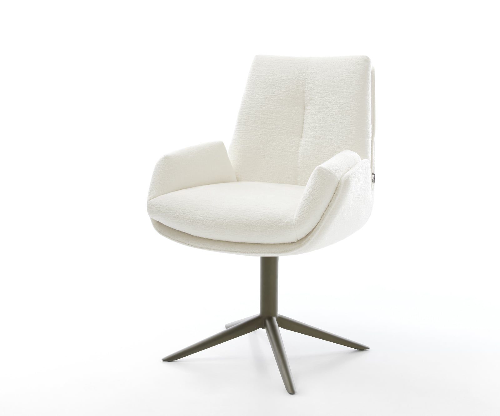 Jedálenská stolička Clea-Flex bouclé mäkký béžová podstava titánová farba 360° otočný hojdacia funkcia