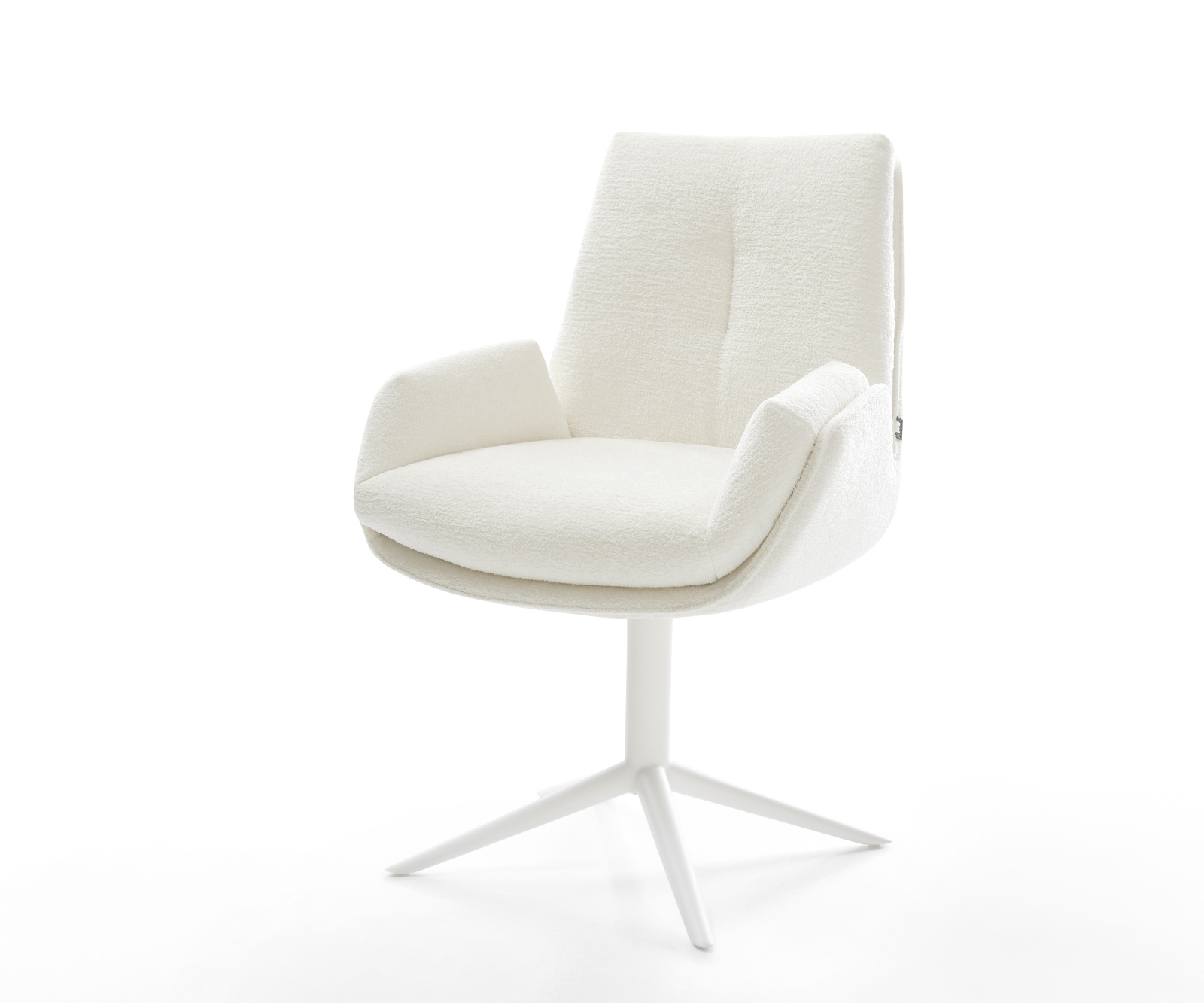 Jedálenská stolička Clea-Flex bouclé mäkký béžový biely krížová podstava 360° otočný hojdacia funkcia