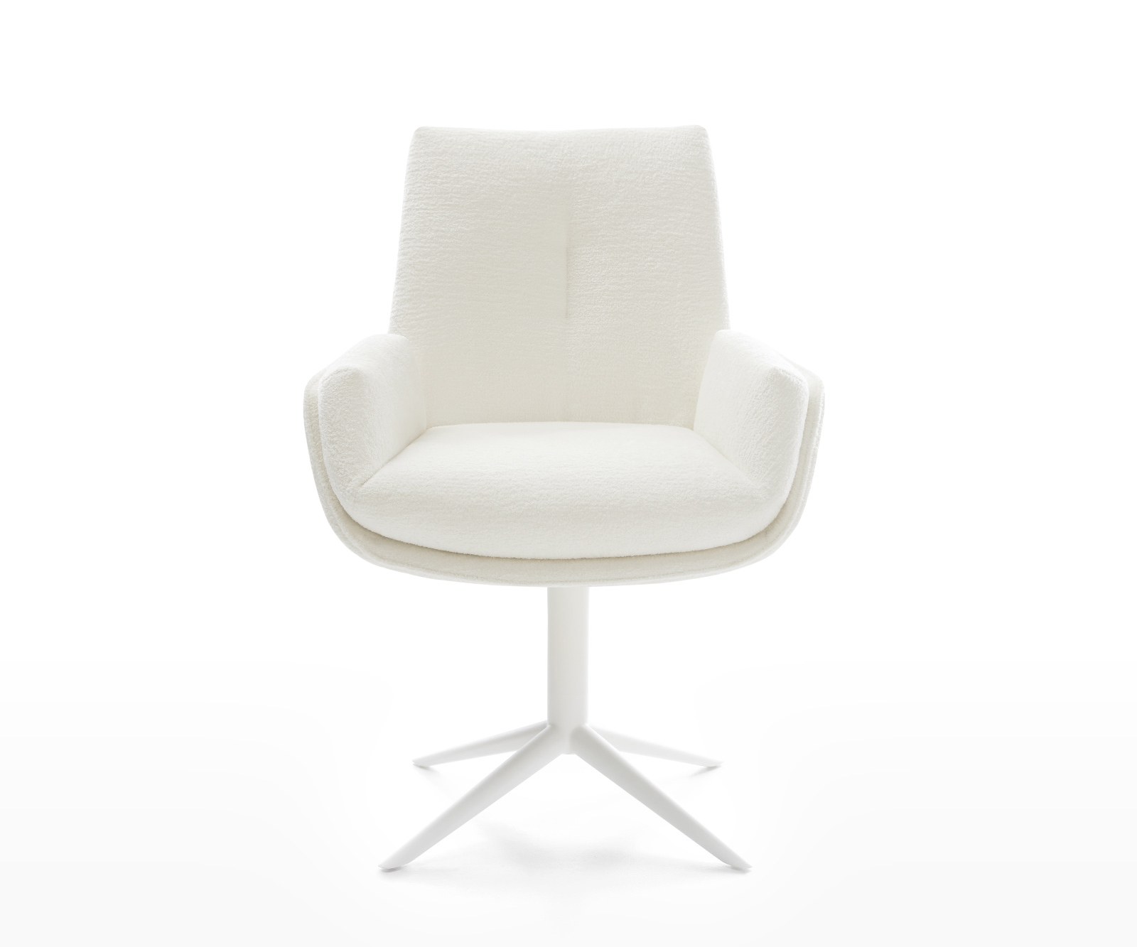 Jedálenská stolička Clea-Flex bouclé mäkký béžový biely krížová podstava 360° otočný hojdacia funkcia - Image 2