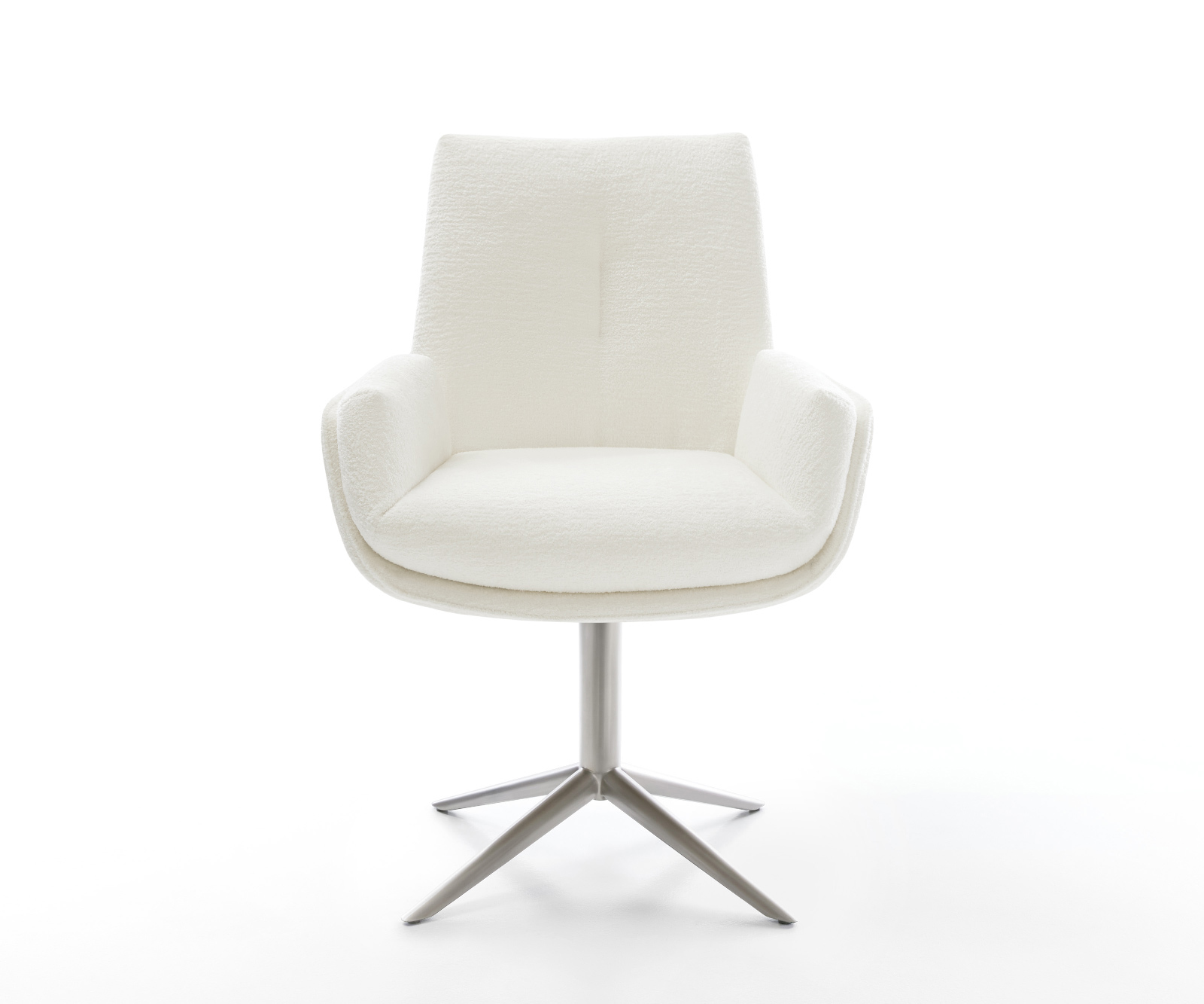 Jedálenská stolička Clea-Flex bouclé mäkký béžová podstava nerezová oceľ 360° otočný hojdacia funkcia - Image 2