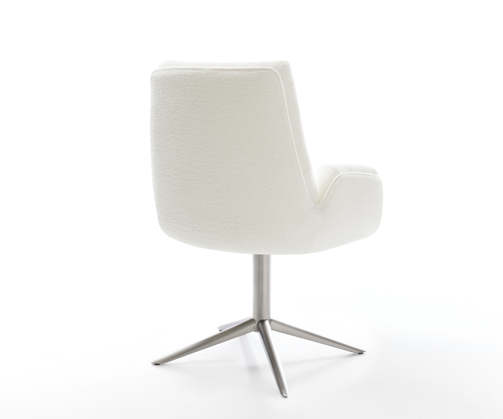 Jedálenská stolička Clea-Flex bouclé mäkký béžová podstava nerezová oceľ 360° otočný hojdacia funkcia - Image 5