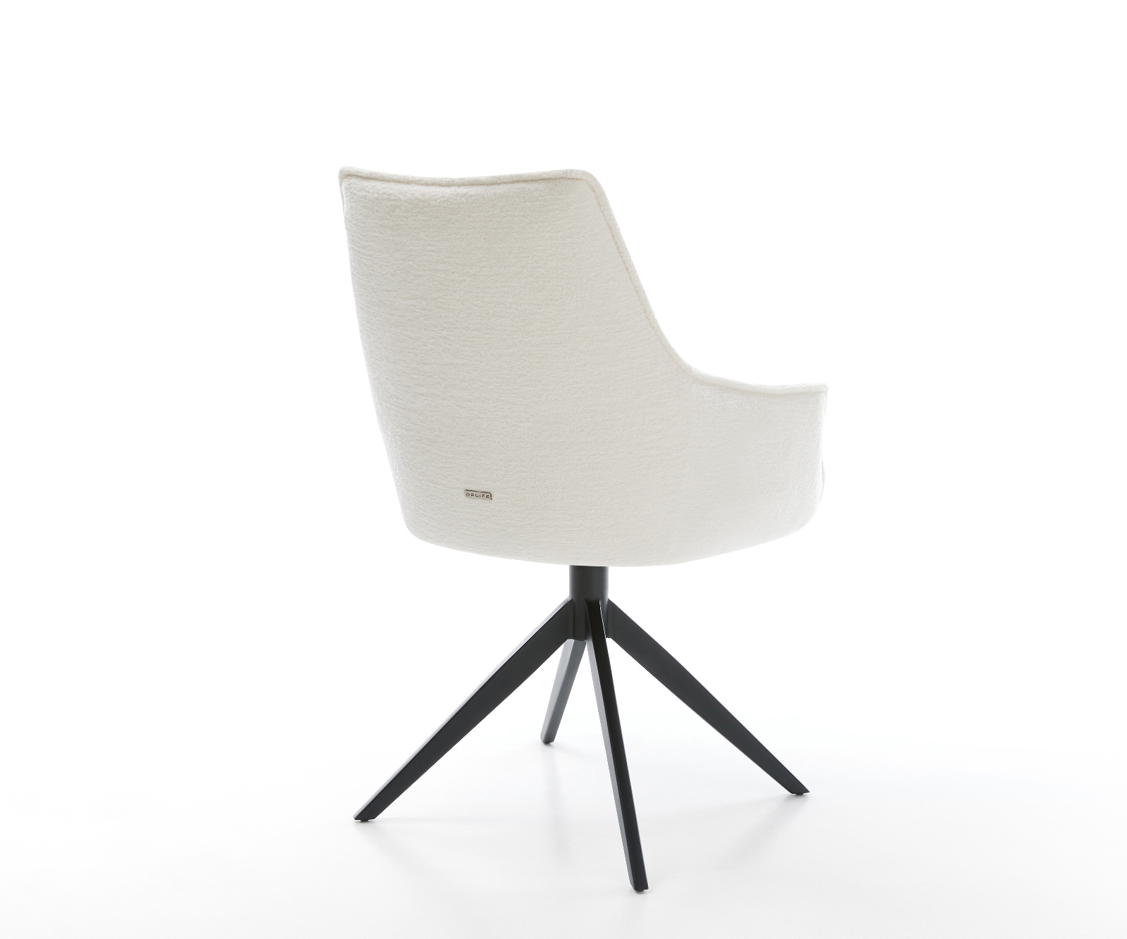 Jedálenská stolička Alja-Flex s opierkami bouclé mäkký béžová krížová podstava široká čierna 360° otočný hojdacia funkcia vrecková pružina - Image 5