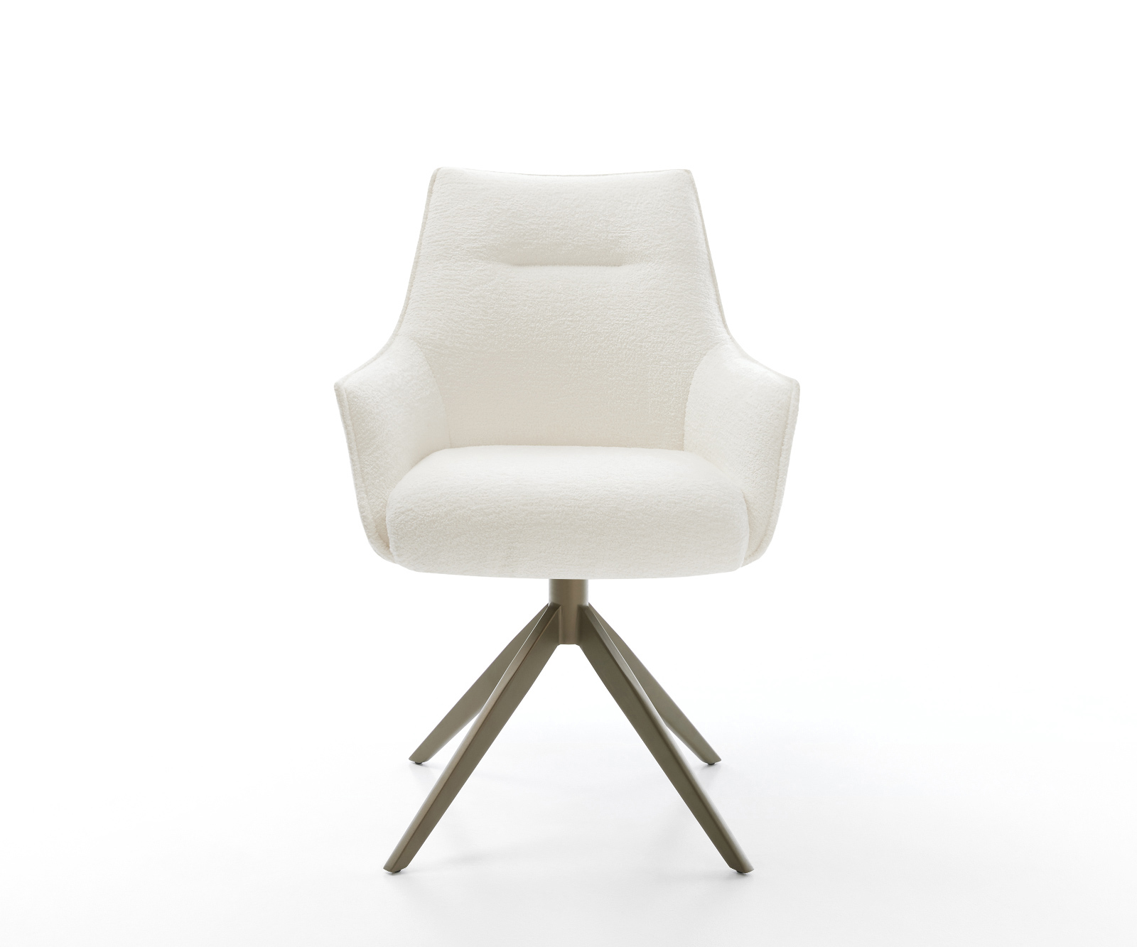 Jedálenská stolička Alja-Flex s opierkami bouclé mäkká béžová krížová podstava široká titánová farba 360° otočný hojdacia funkcia vrecková pružina - Image 2