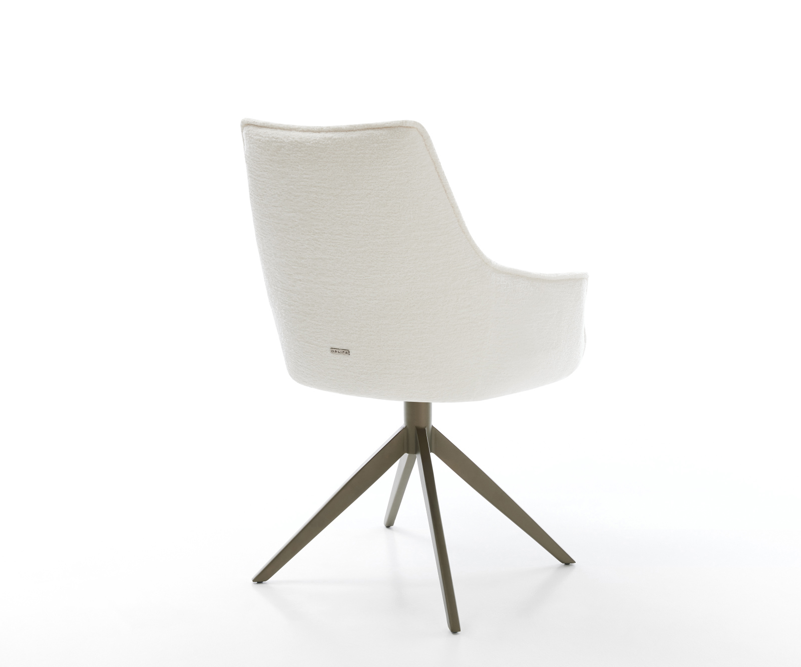 Jedálenská stolička Alja-Flex s opierkami bouclé mäkká béžová krížová podstava široká titánová farba 360° otočný hojdacia funkcia vrecková pružina - Image 5