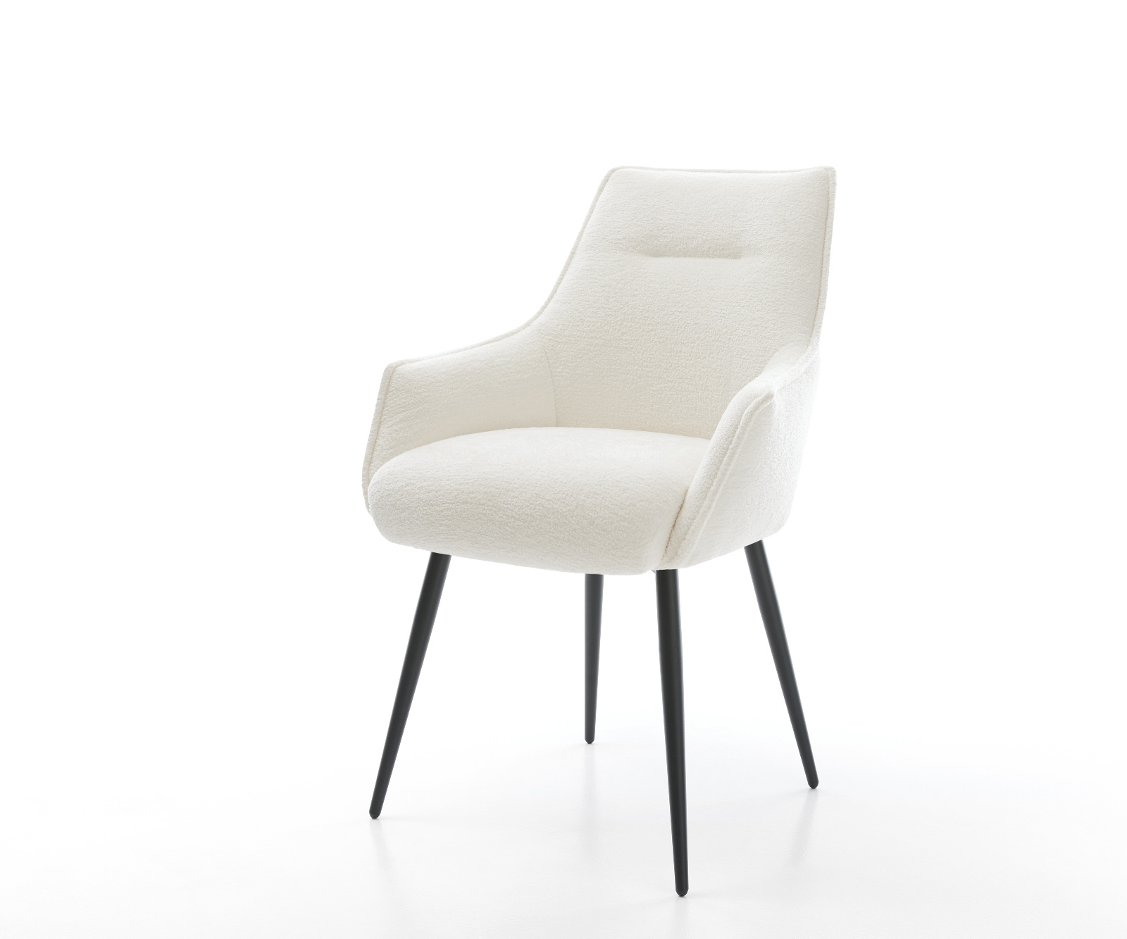 Jedálenská stolička Alja-Flex s opierkami bouclé mäkký béžová 4-nohá zúžená čierna vrecková pružina