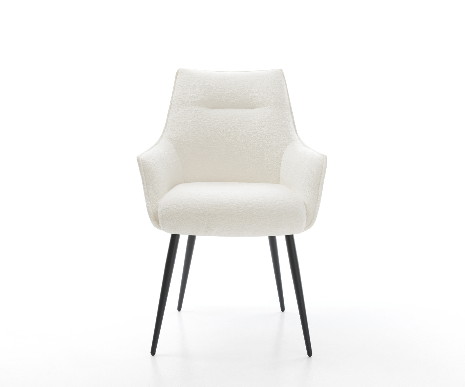 Jedálenská stolička Alja-Flex s opierkami bouclé mäkký béžová 4-nohá zúžená čierna vrecková pružina - Image 2