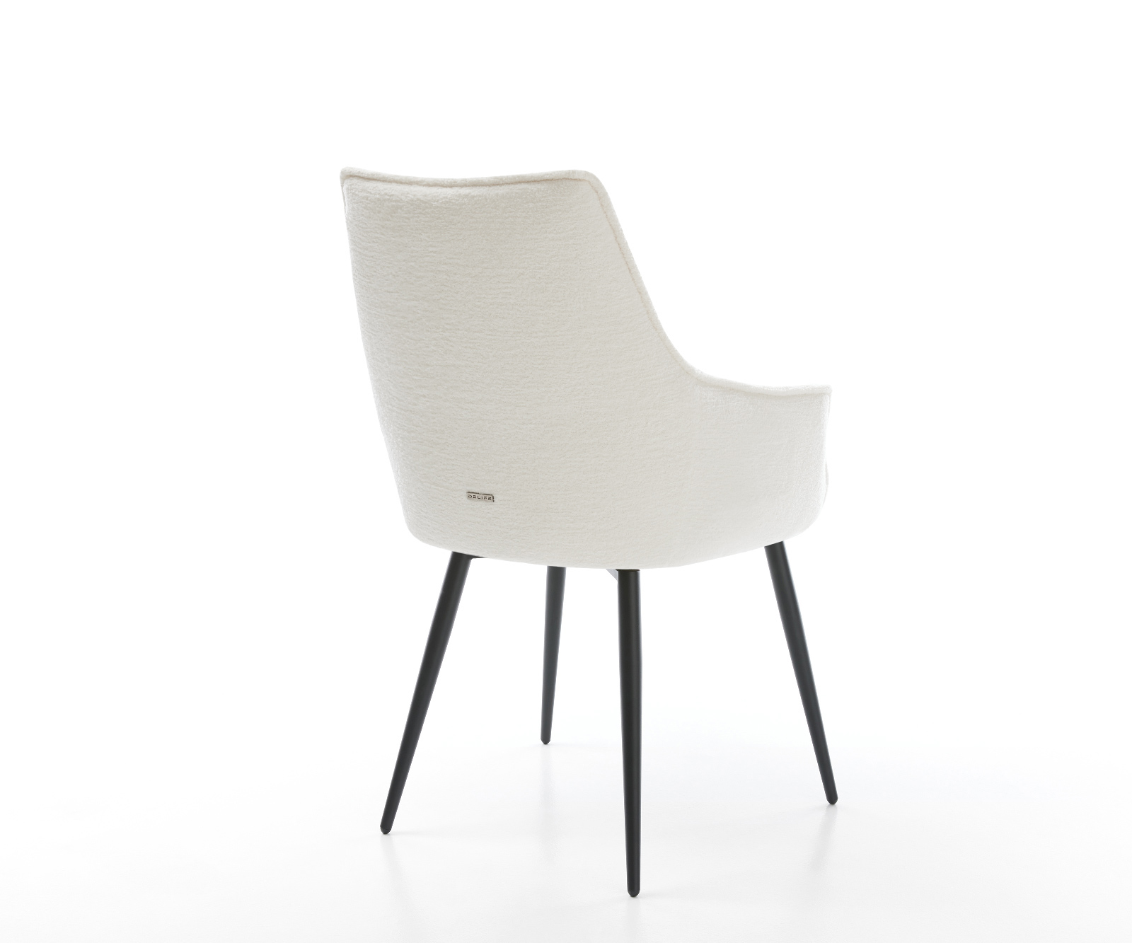 Jedálenská stolička Alja-Flex s opierkami bouclé mäkký béžová 4-nohá zúžená čierna vrecková pružina - Image 5