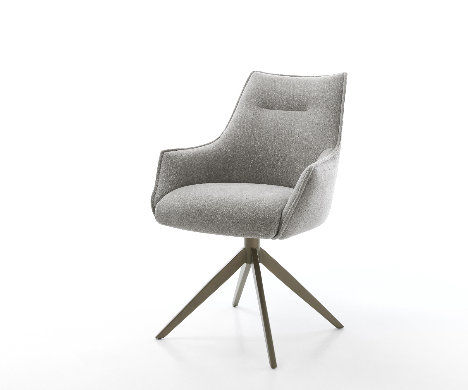 Jedálenská stolička Alja-Flex s opierkami texturovaná látka mäkká sivá krížová podstava široká titánová farba 360° otočný kolískacia funkcia vrecková pružina