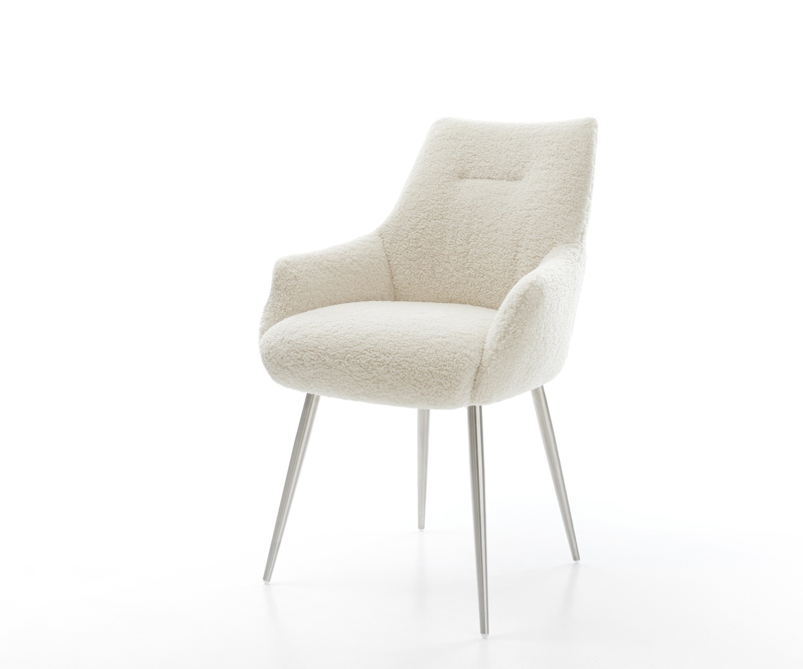 Jedálenská stolička Alja-Flex s opierkami teddy látka béžová 4-nohá zúžená nerezová oceľ vrecková pružina